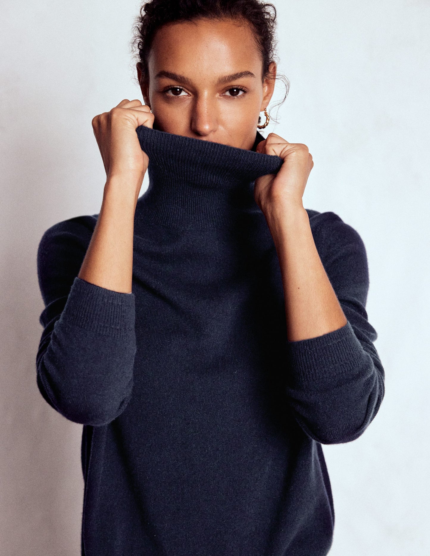 Eva Kaschmir-Rollkragenpullover-Marineblau