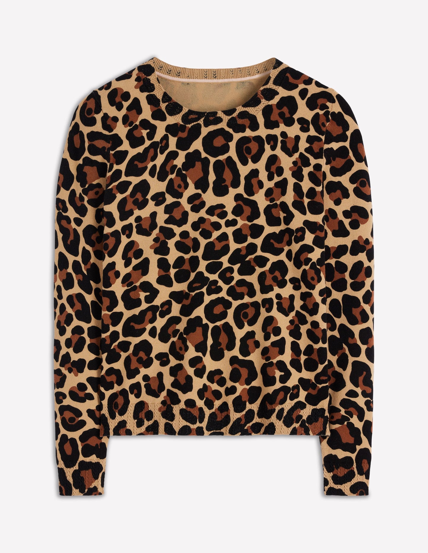 Emilia Baumwollpullover mit Rundhalsausschnitt-Gepard-Pop