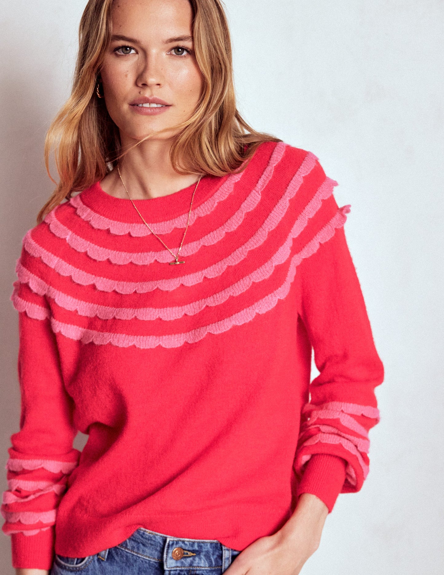 Alice Flauschiger Raglanpullover-Mohnblumenrot
