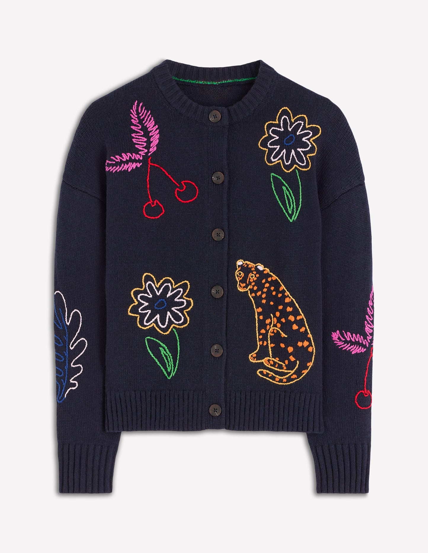 Natalie Strickjacke mit Stickerei-Navy, Stickerei