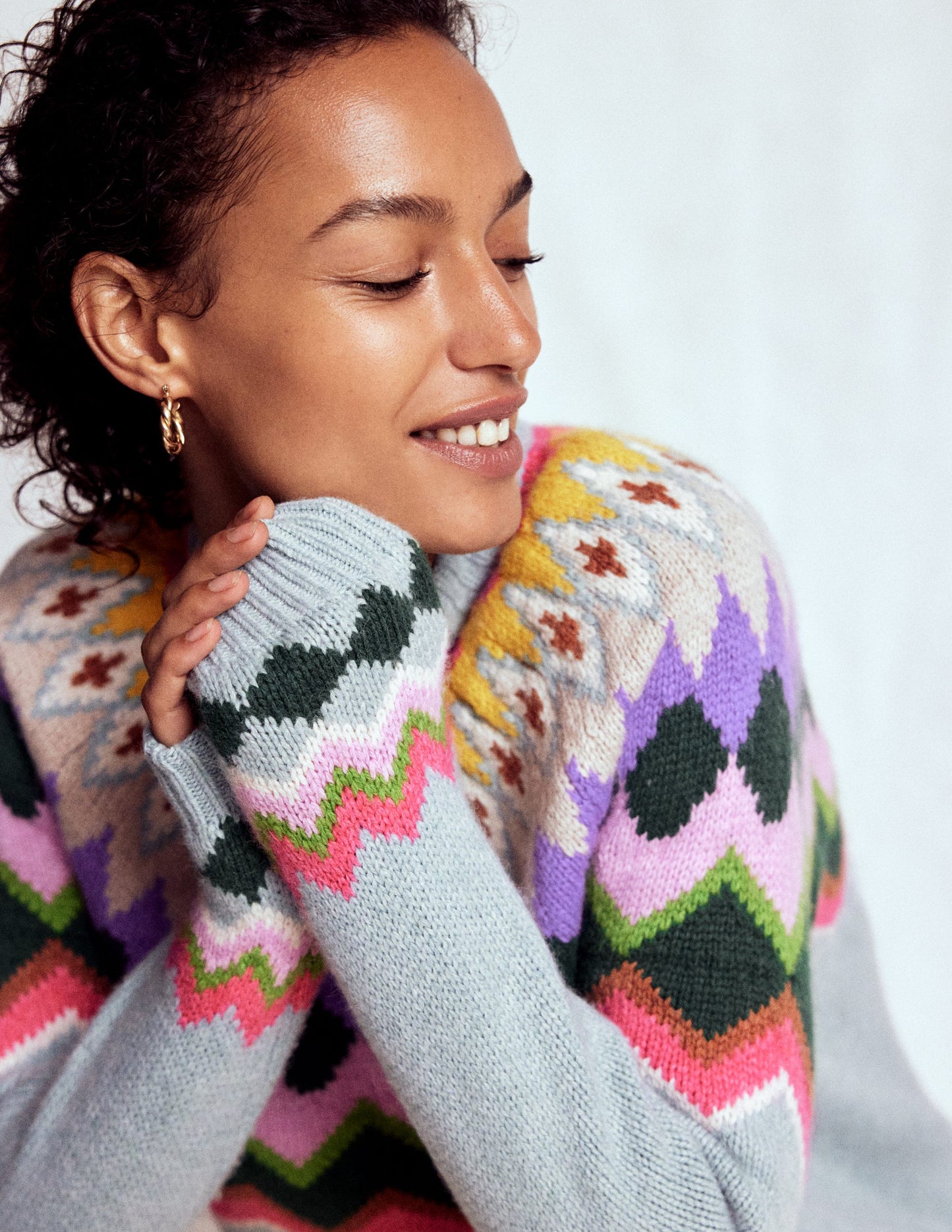 Eleanor Fair-Isle-Pullover-Turmalinblau Meliert