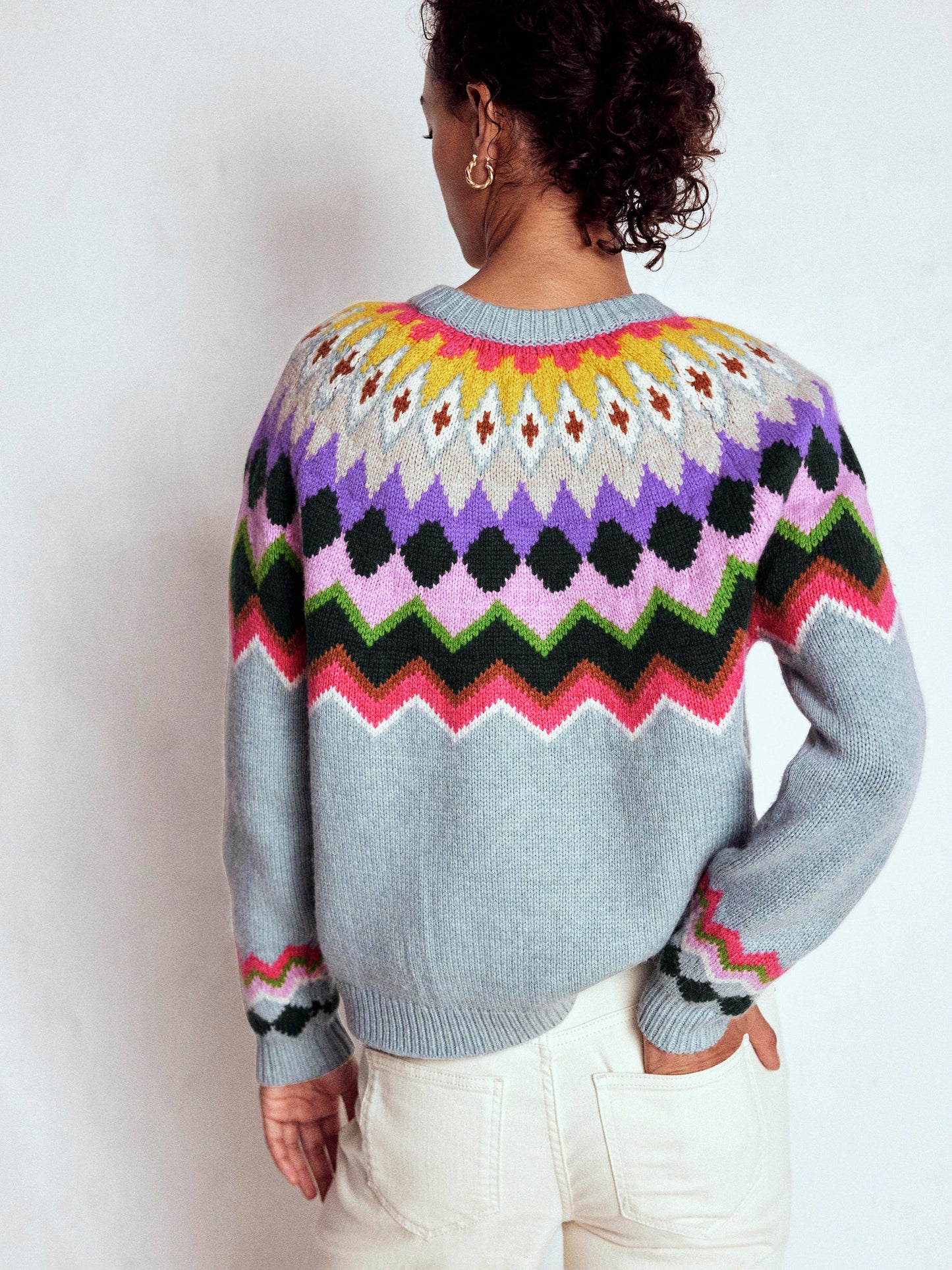 Eleanor Fair-Isle-Pullover-Turmalinblau Meliert