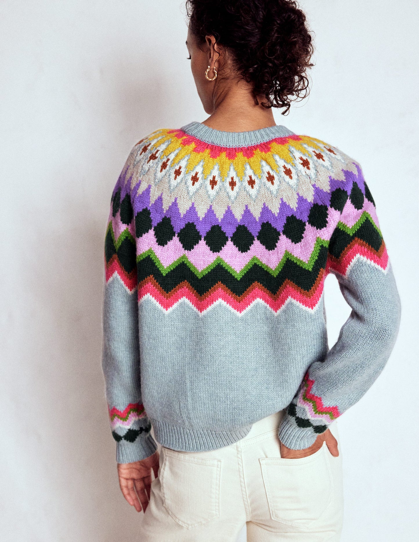 Eleanor Fair-Isle-Pullover-Turmalinblau Meliert
