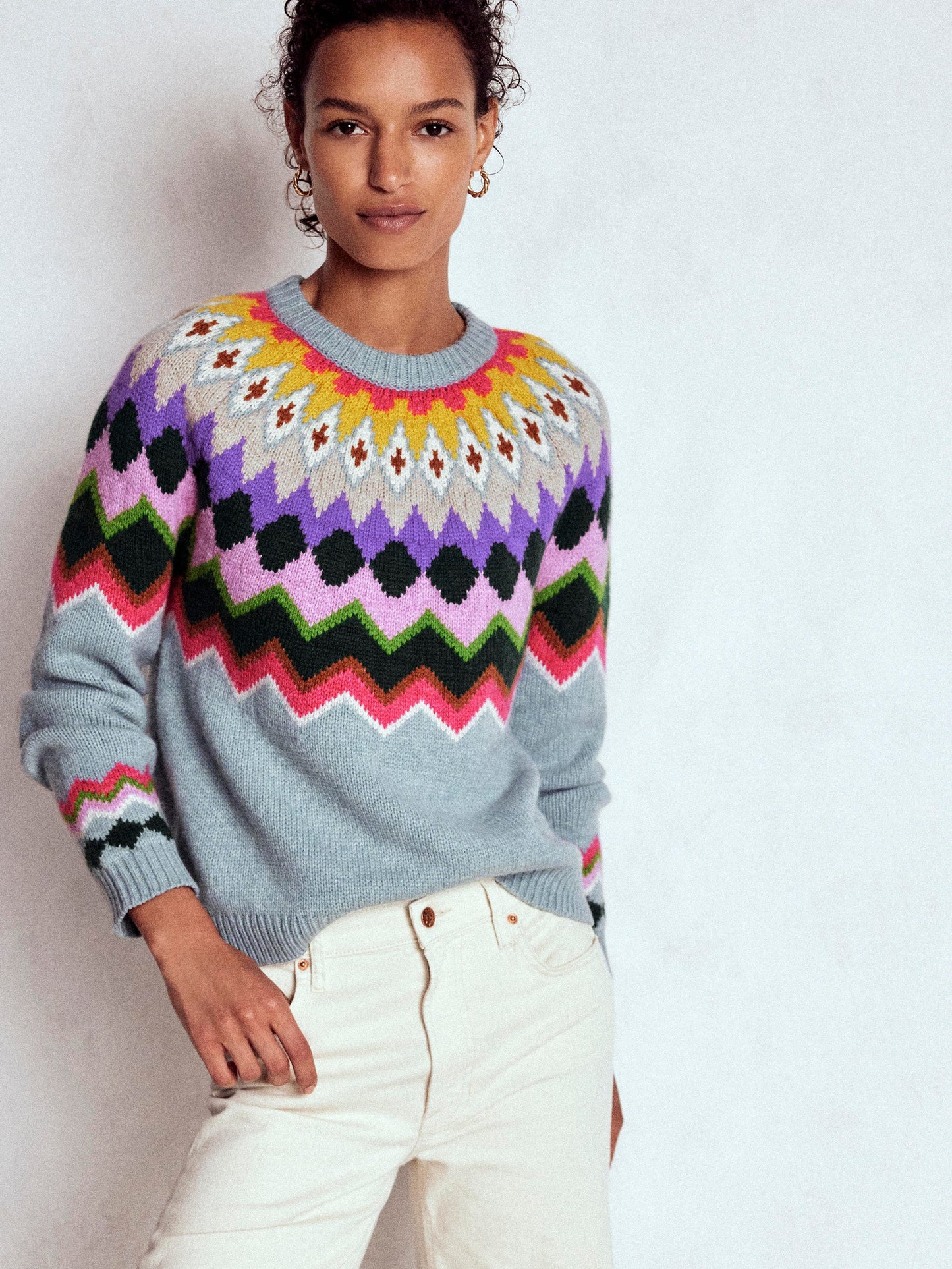 Eleanor Fair-Isle-Pullover-Turmalinblau Meliert