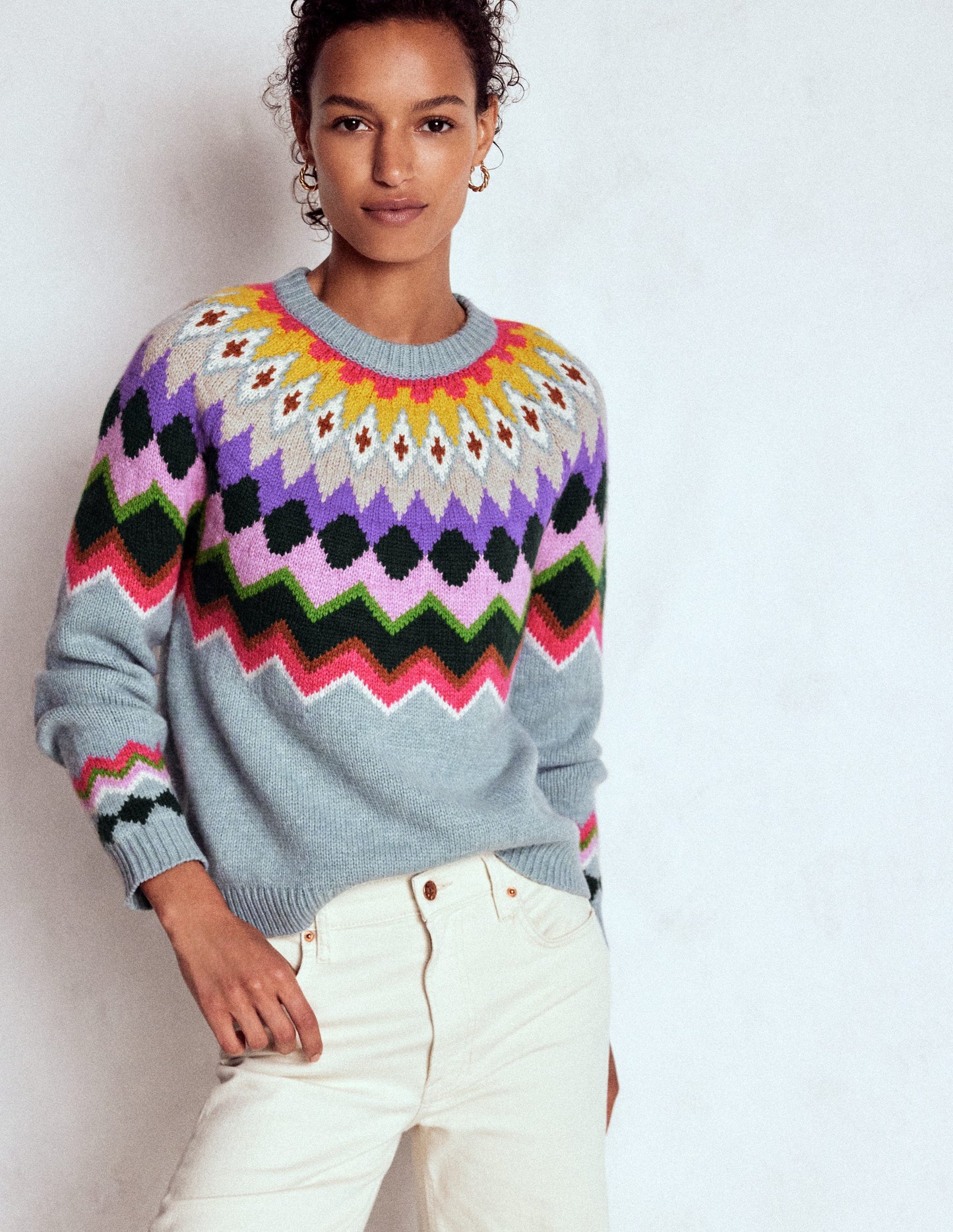 Eleanor Fair-Isle-Pullover-Turmalinblau Meliert