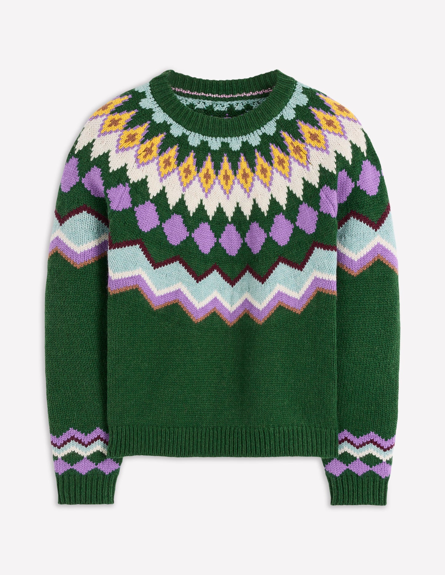 Eleanor Fair-Isle-Pullover-Hofgrün Meliert