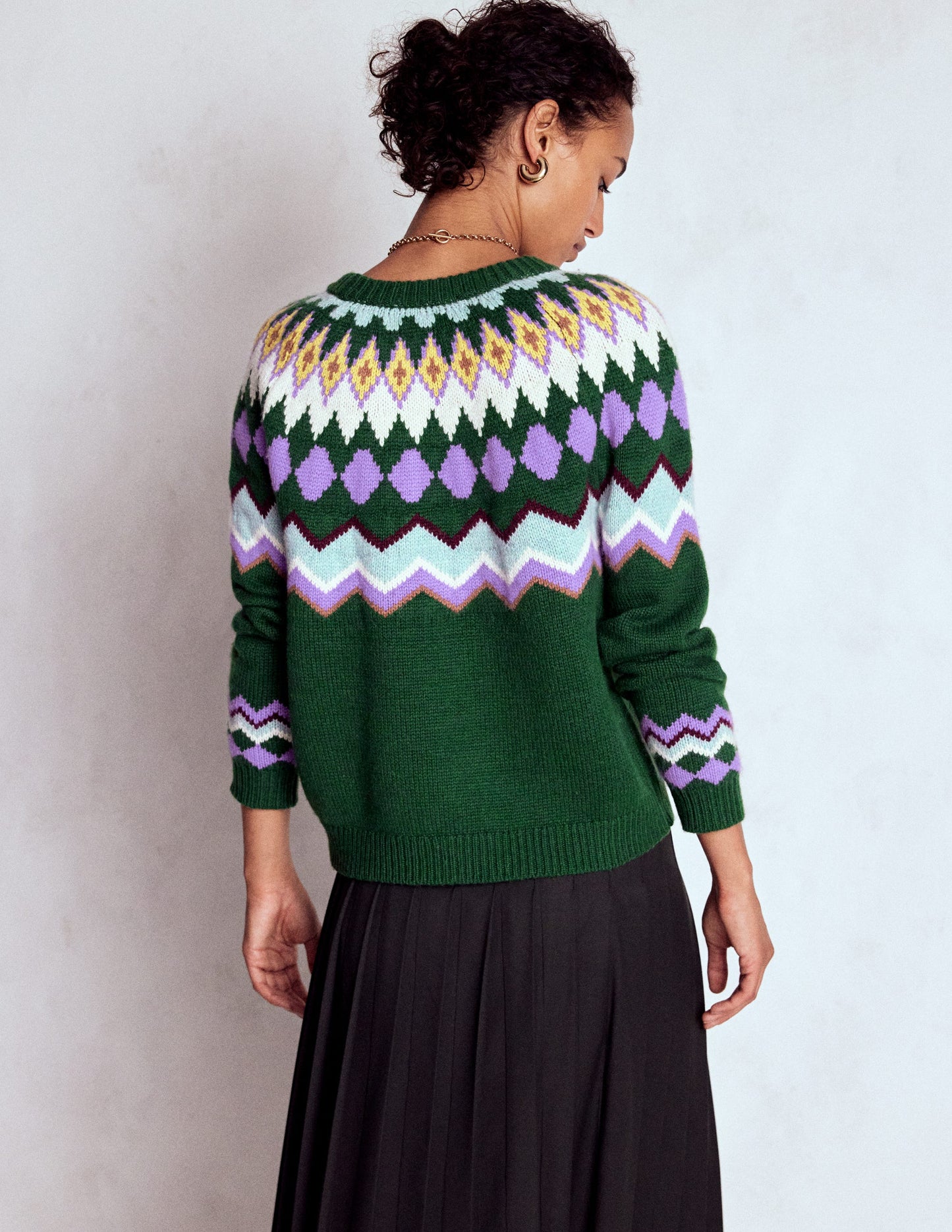 Eleanor Fair-Isle-Pullover-Hofgrün Meliert