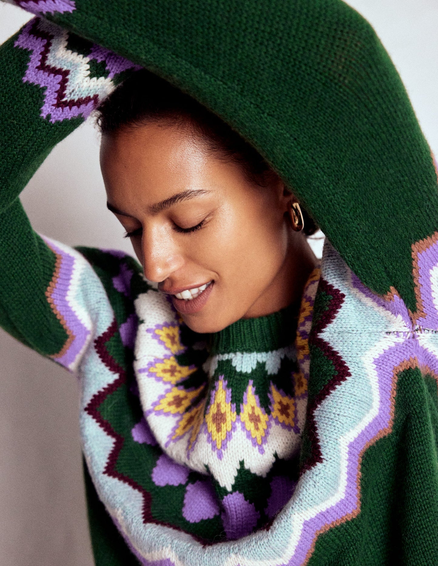 Eleanor Fair-Isle-Pullover-Hofgrün Meliert