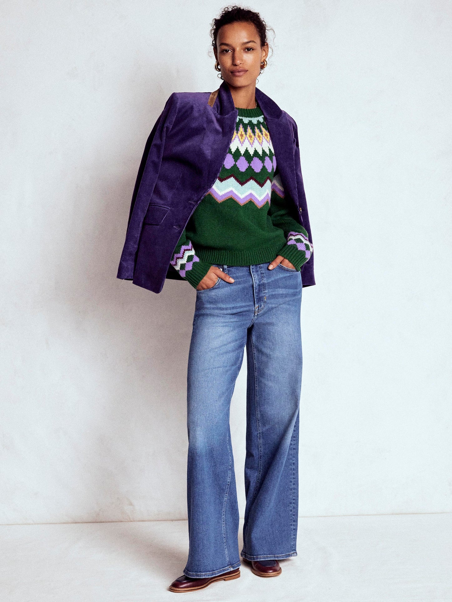 Eleanor Fair-Isle-Pullover-Hofgrün Meliert