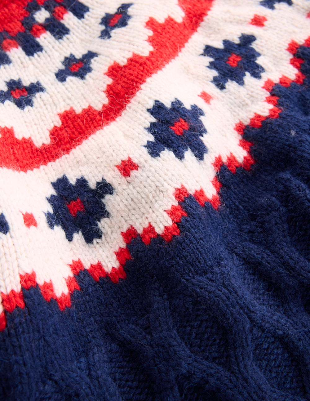 Pull Eleanor à motif jacquard-Maille torsadée bleu marine