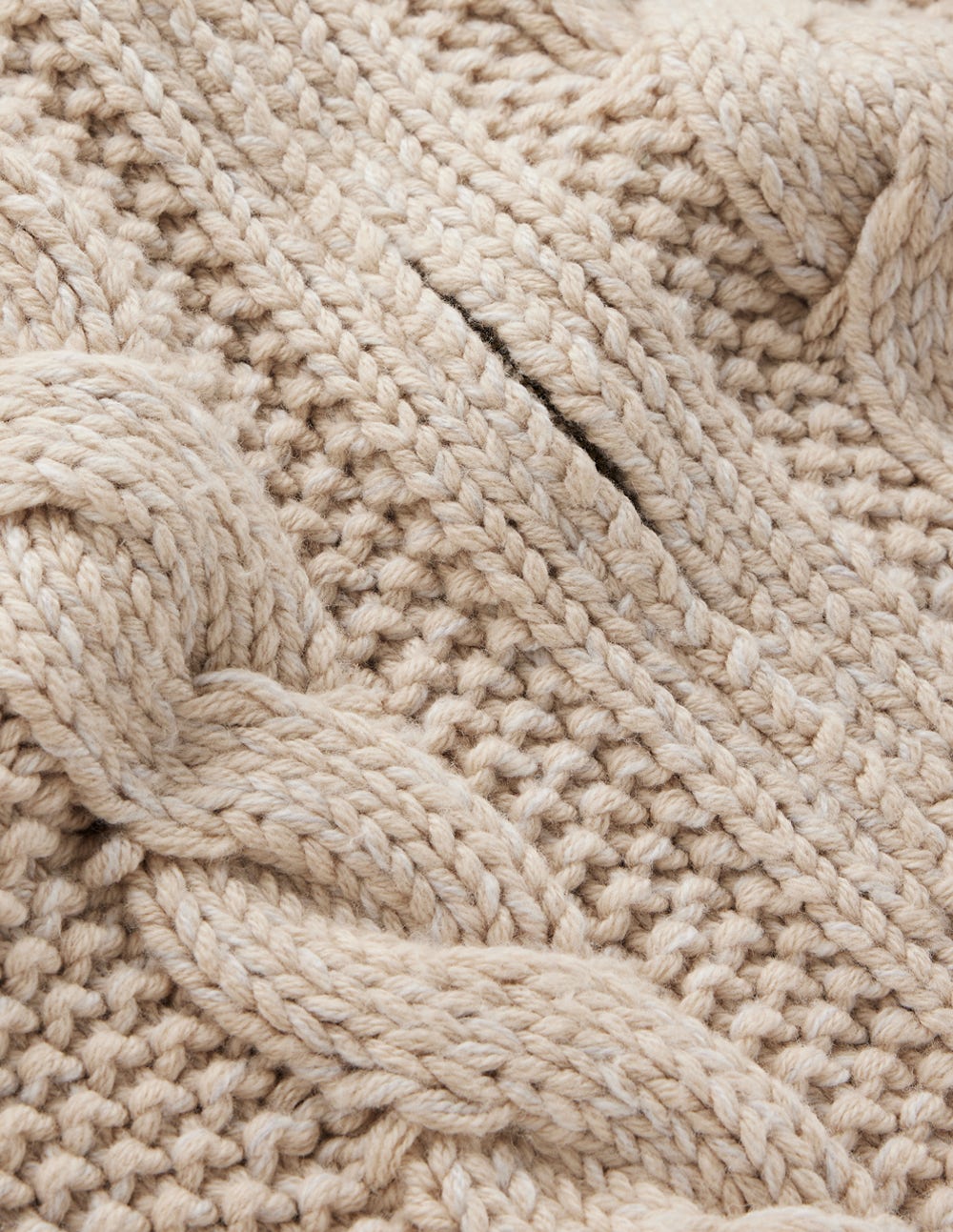 Melierte Strickjacke aus Grobstrick-Beige