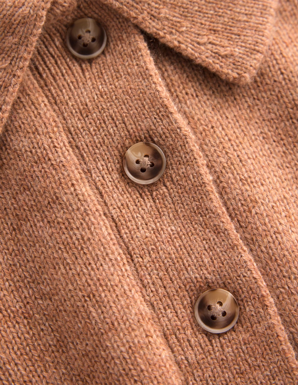 Kaschmirpullover mit Kragen-Camel Meliert