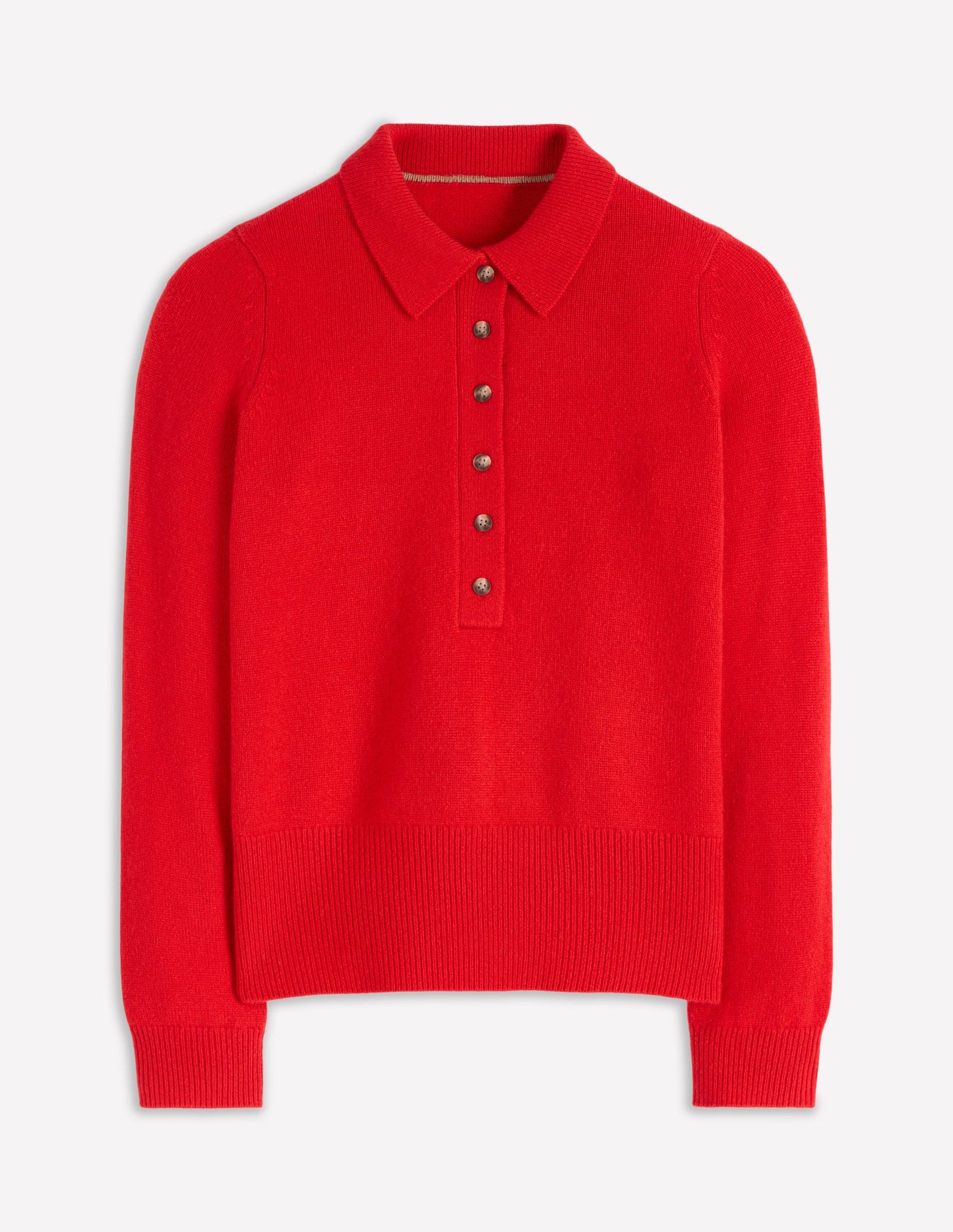 Kaschmirpullover mit Kragen-Mohnblumenrot