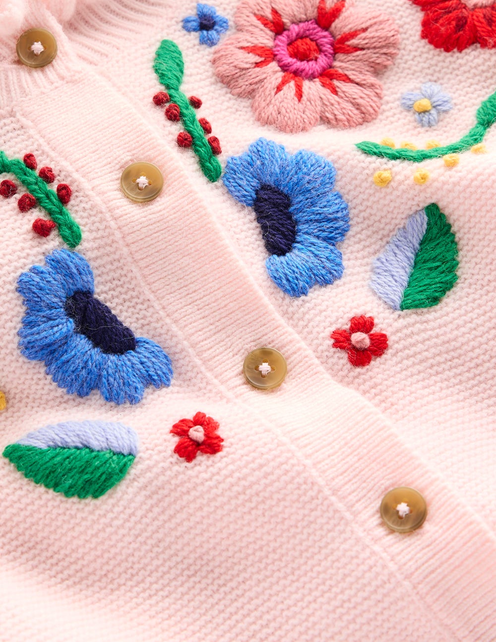 Gilet brodé à volants-Rose fleuri