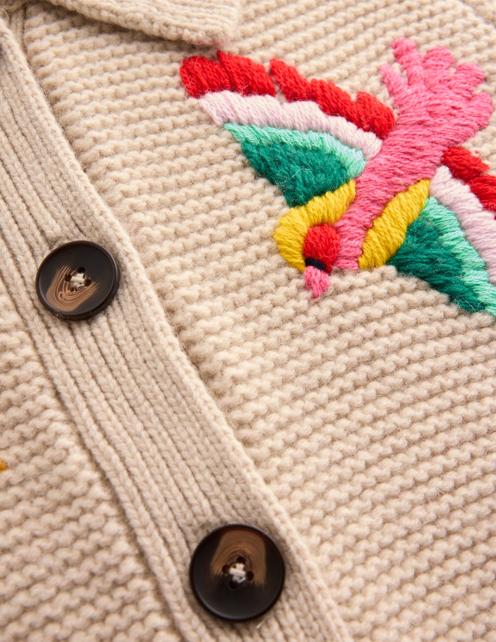 Strickjacke mit Motiv und Kragen-Anenome