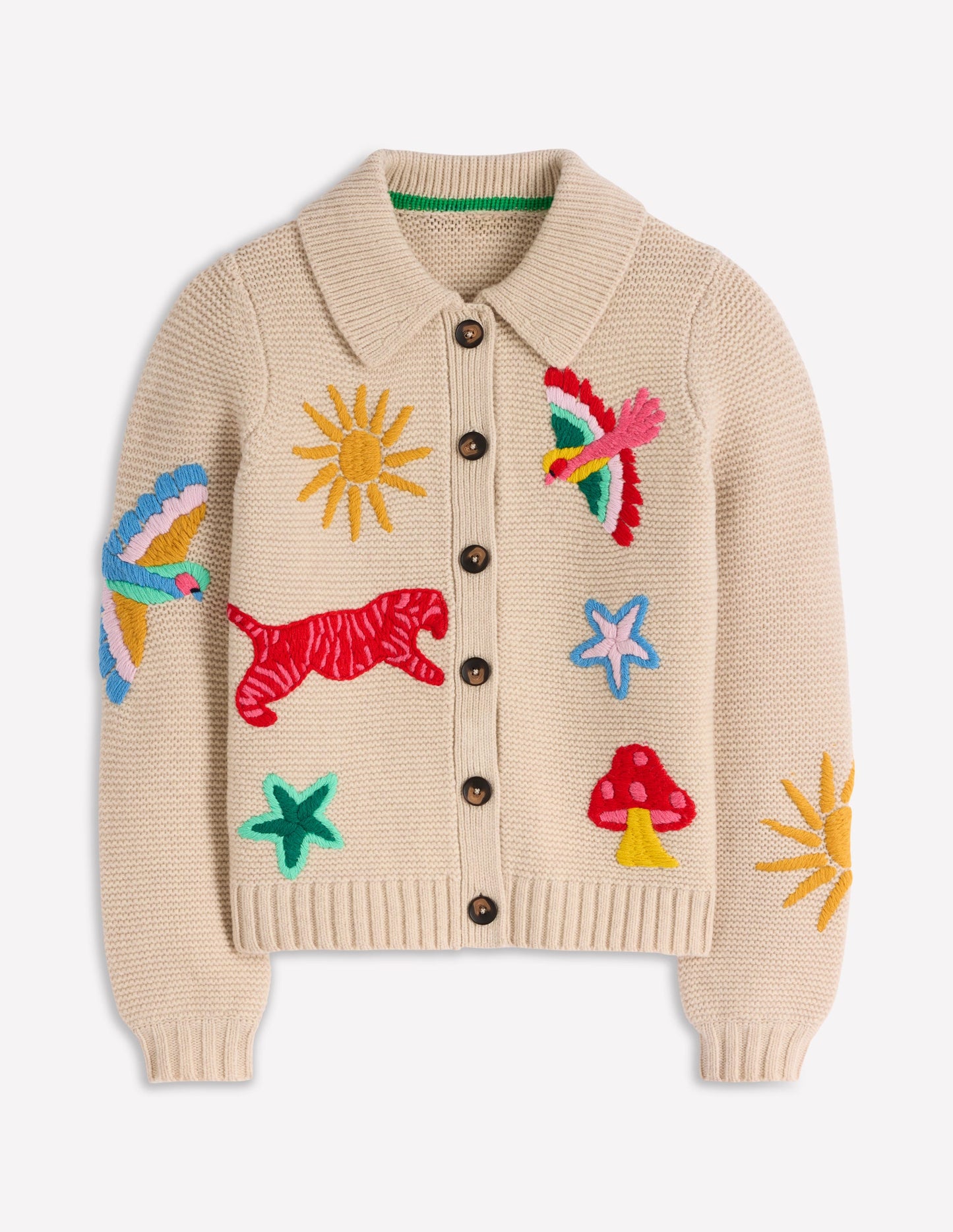 Strickjacke mit Motiv und Kragen-Anenome