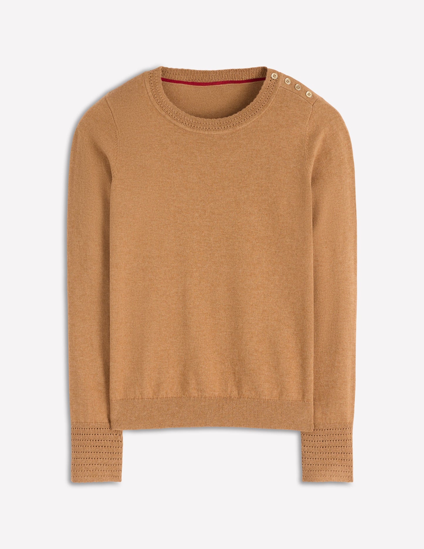 Briony Pullover mit Ziernähten-Camel Meliert