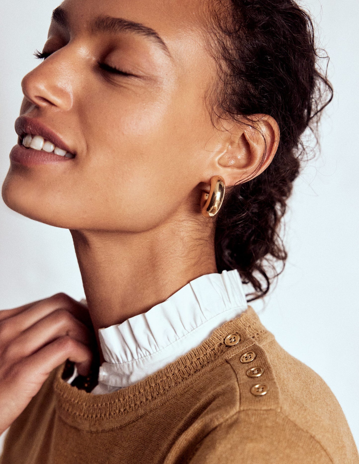 Briony Pullover mit Ziernähten-Camel Meliert