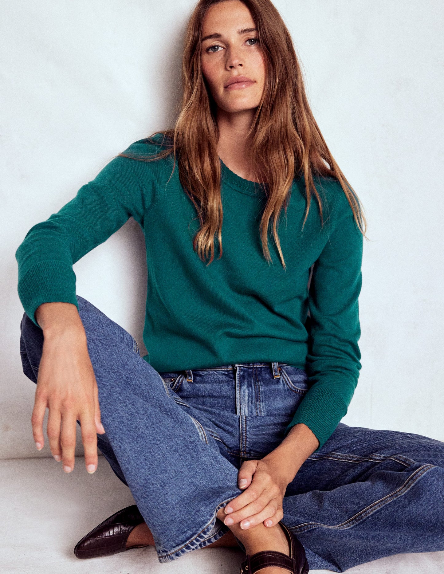 Briony Pullover mit Ziernähten-Entengrün