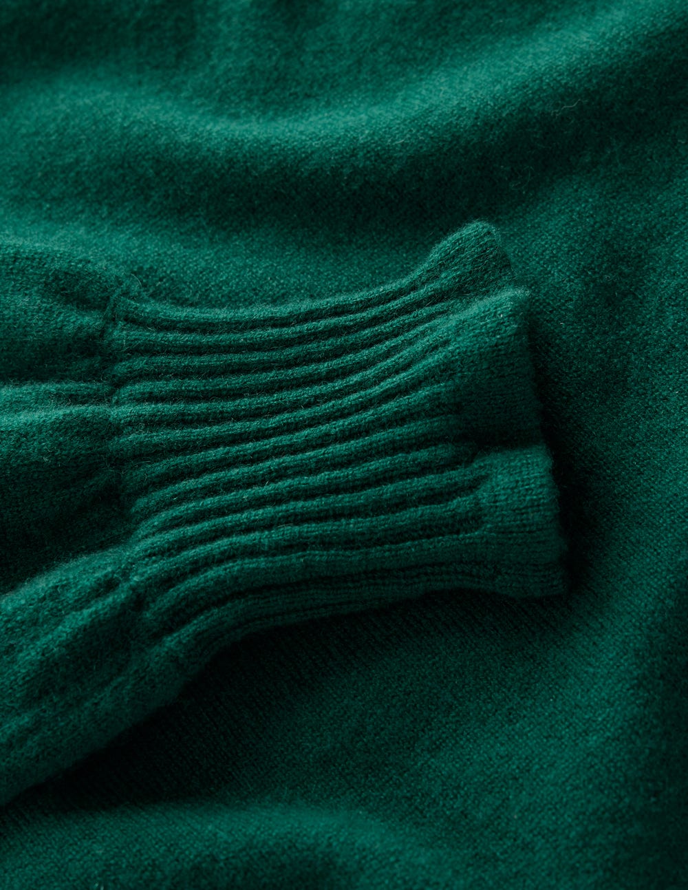 Kaschmirpullover mit Rüschenbesatz-Stockentenblau