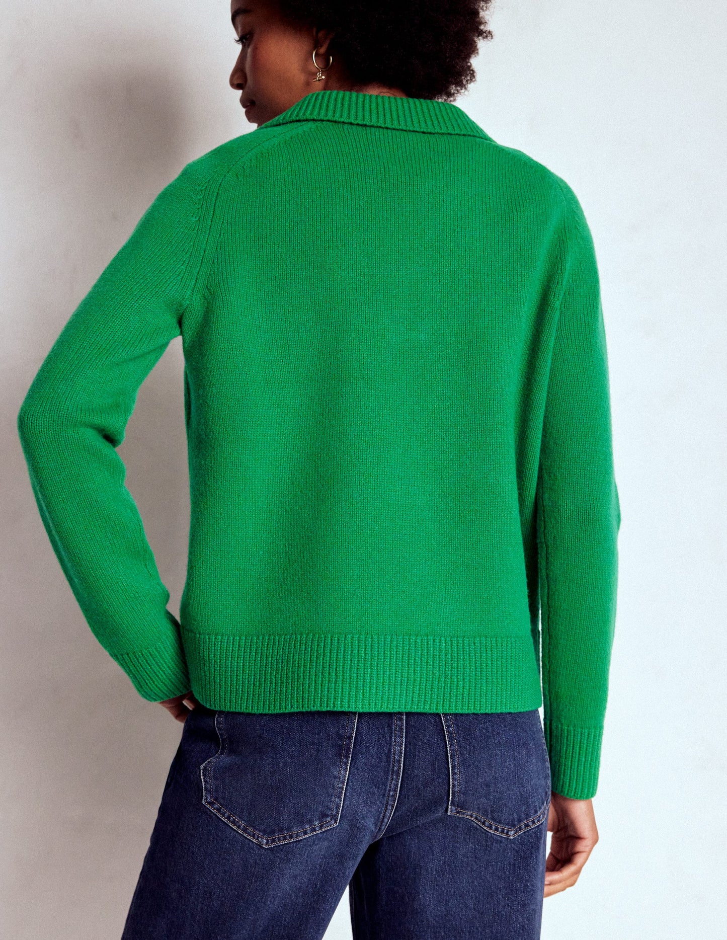 Marion Henley-Pullover aus Merinowolle-Grünes Tamburin