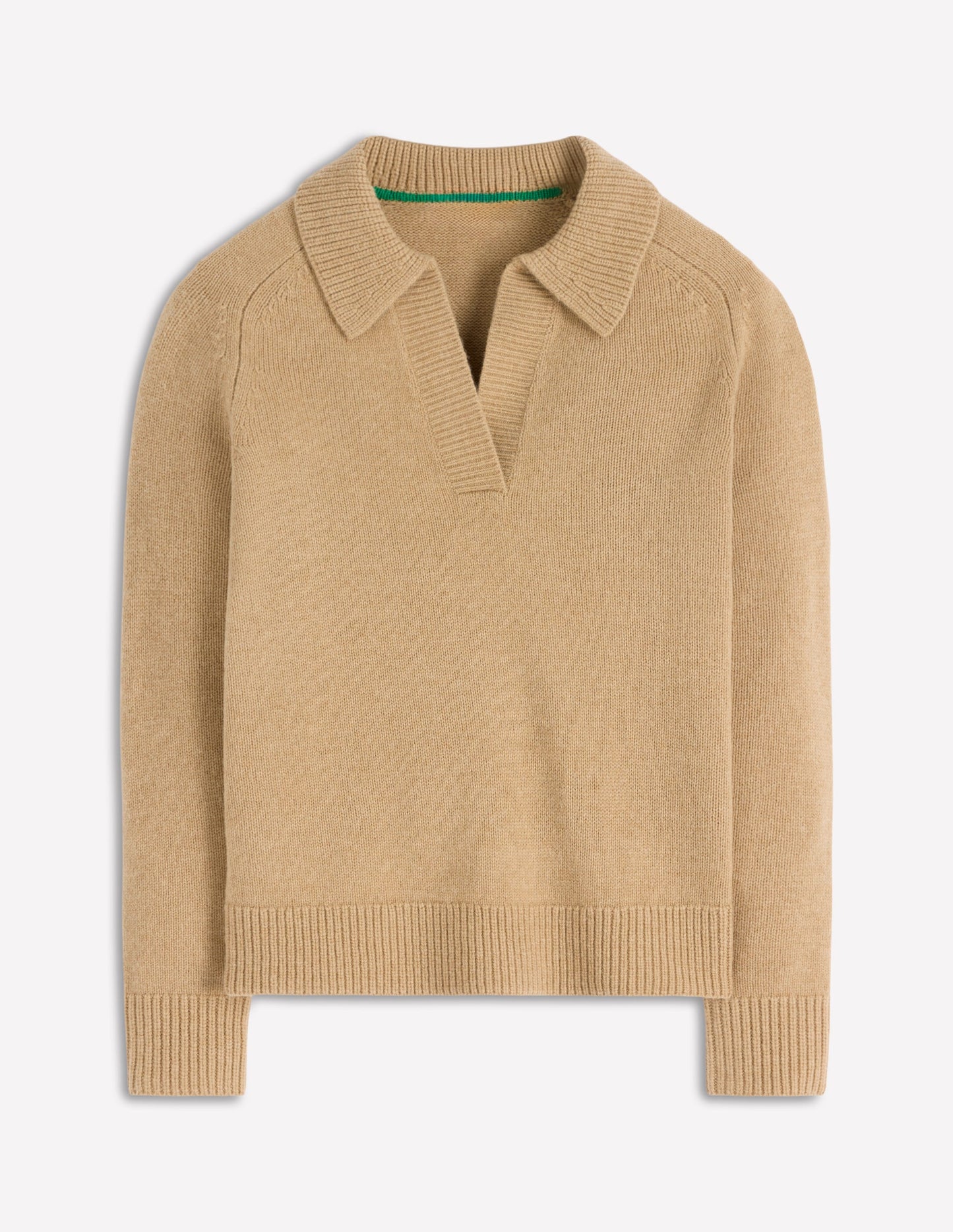 Marion Henley-Pullover aus Merinowolle-Camel Meliert