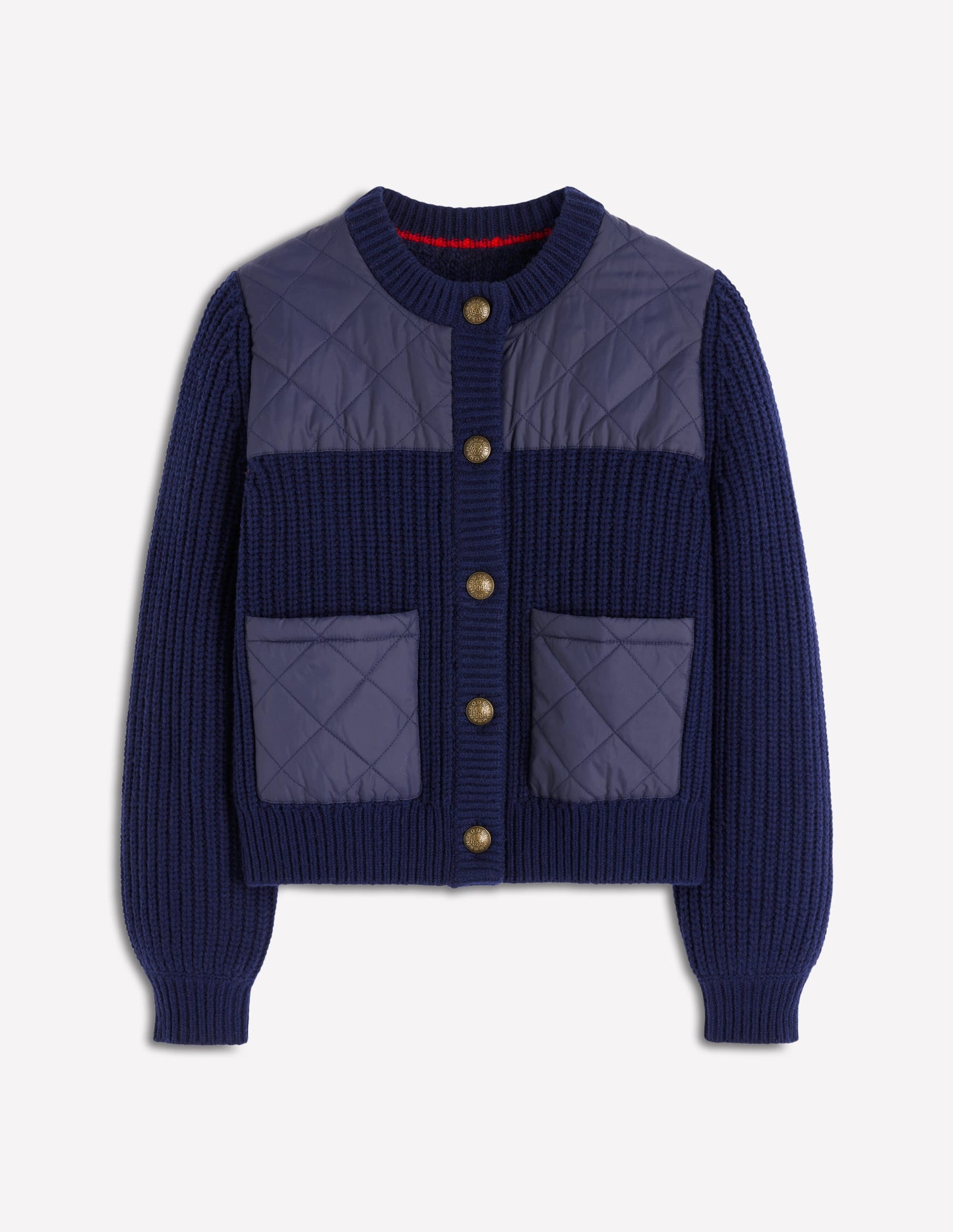 Veste matelassée courte en maille-Bleu marine