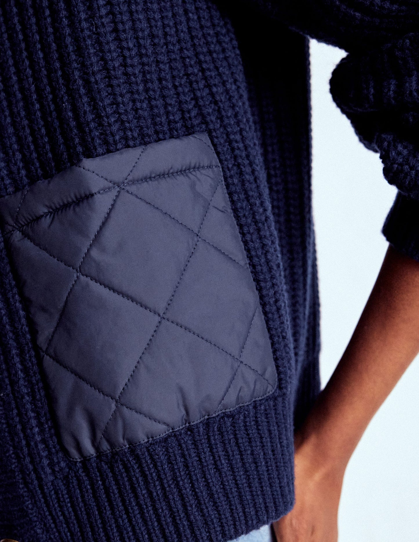 Veste matelassée courte en maille-Bleu marine