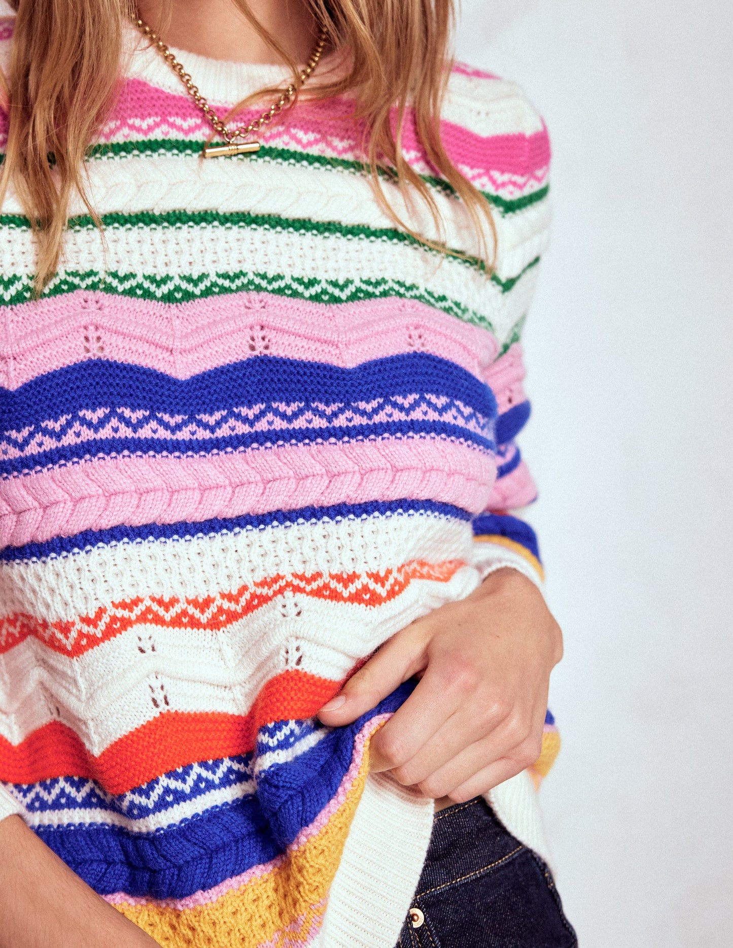 Texturierter Fair-Isle-Pullover-Bunt