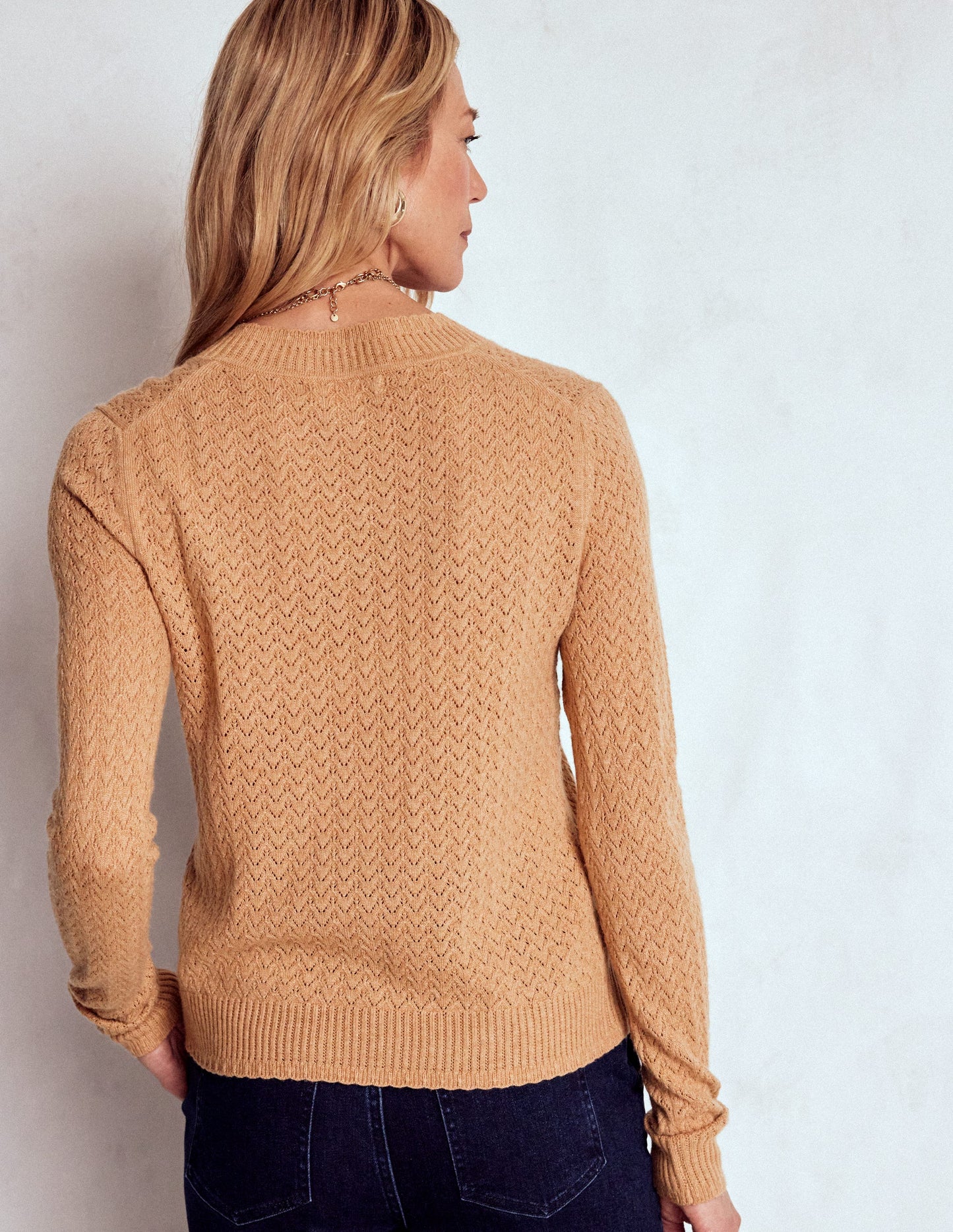 Gilet Diane en pointelle-Camel chiné