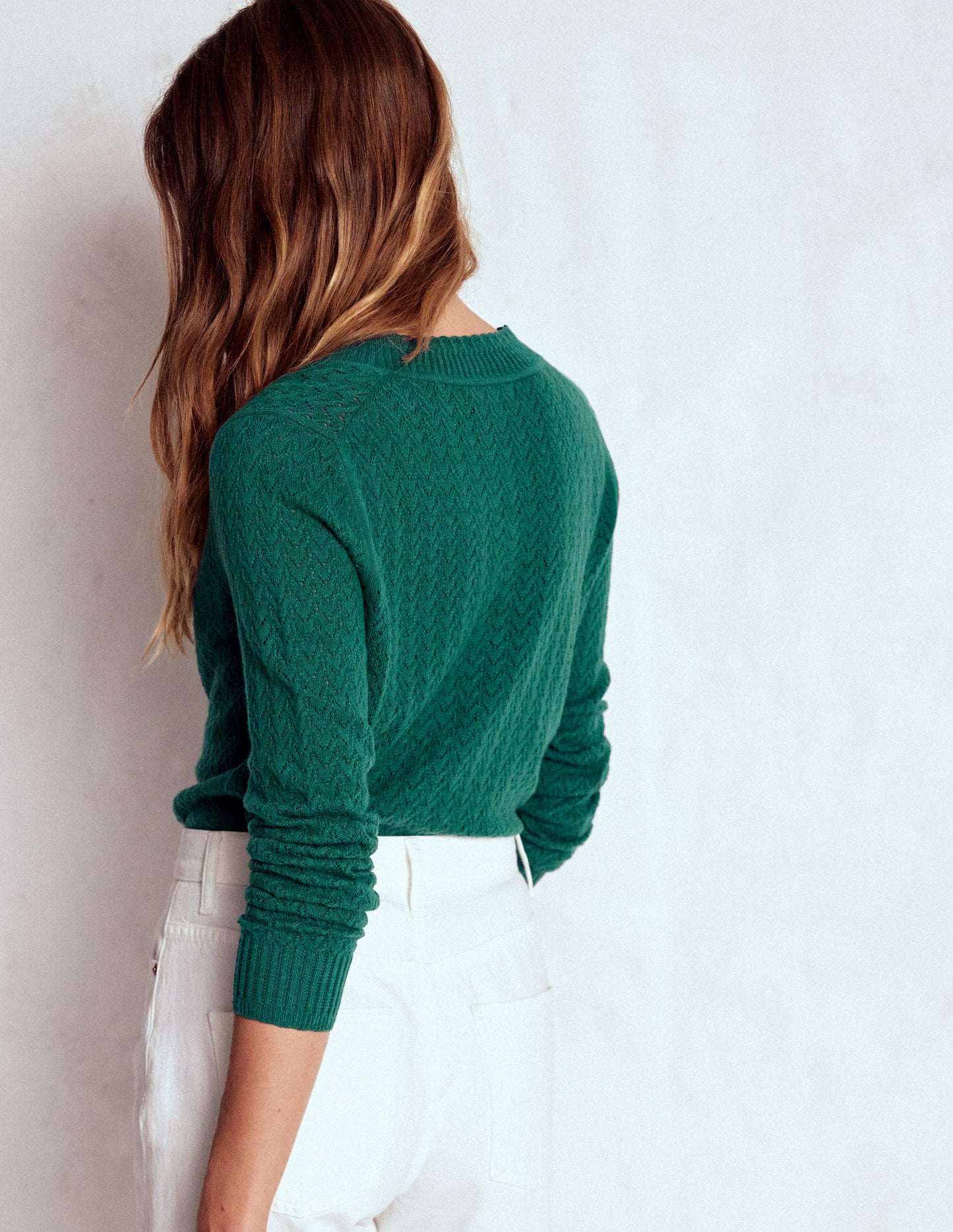 Gilet Diane en pointelle-Vert canard