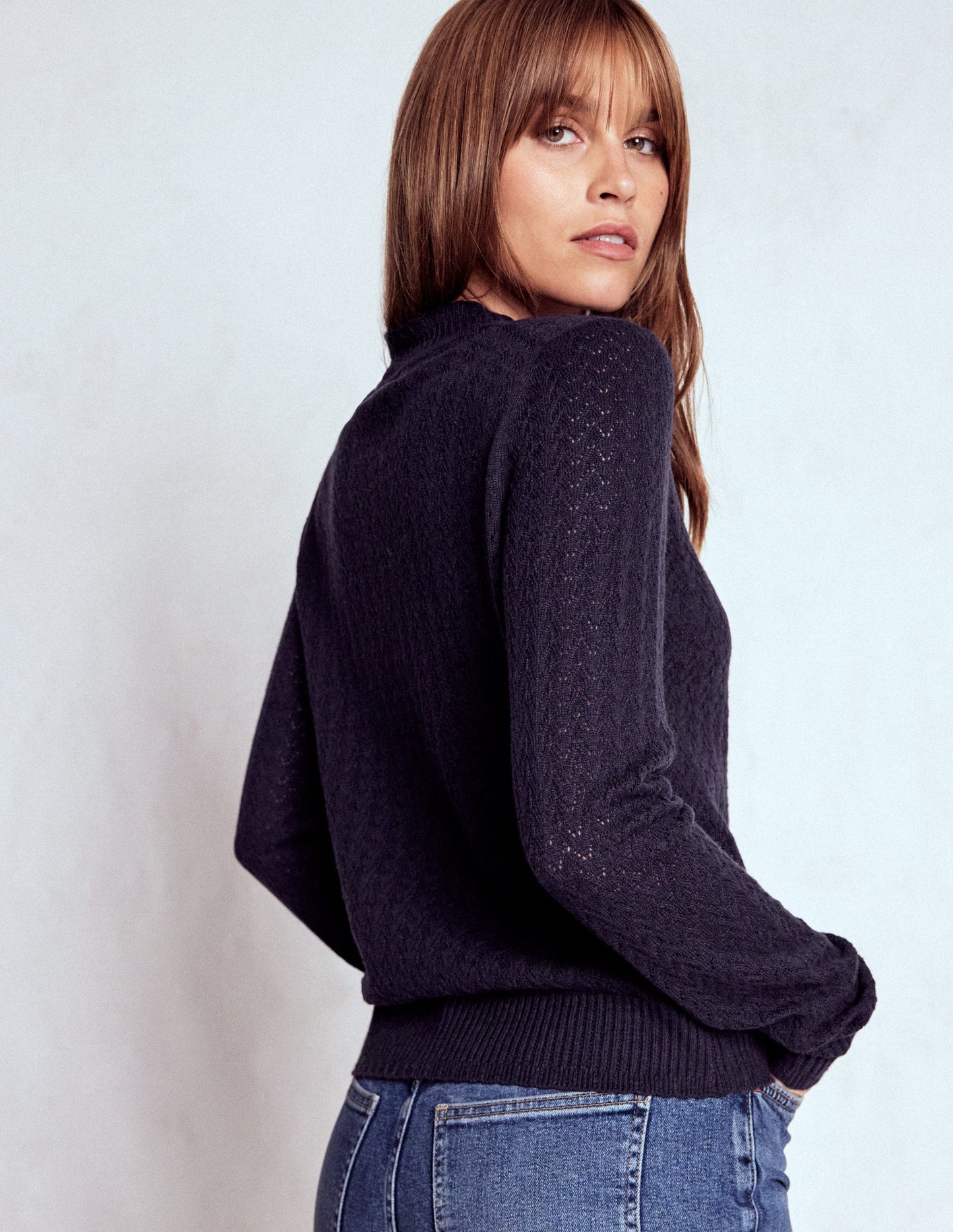 Diane Pointelle Cardigan-Navy