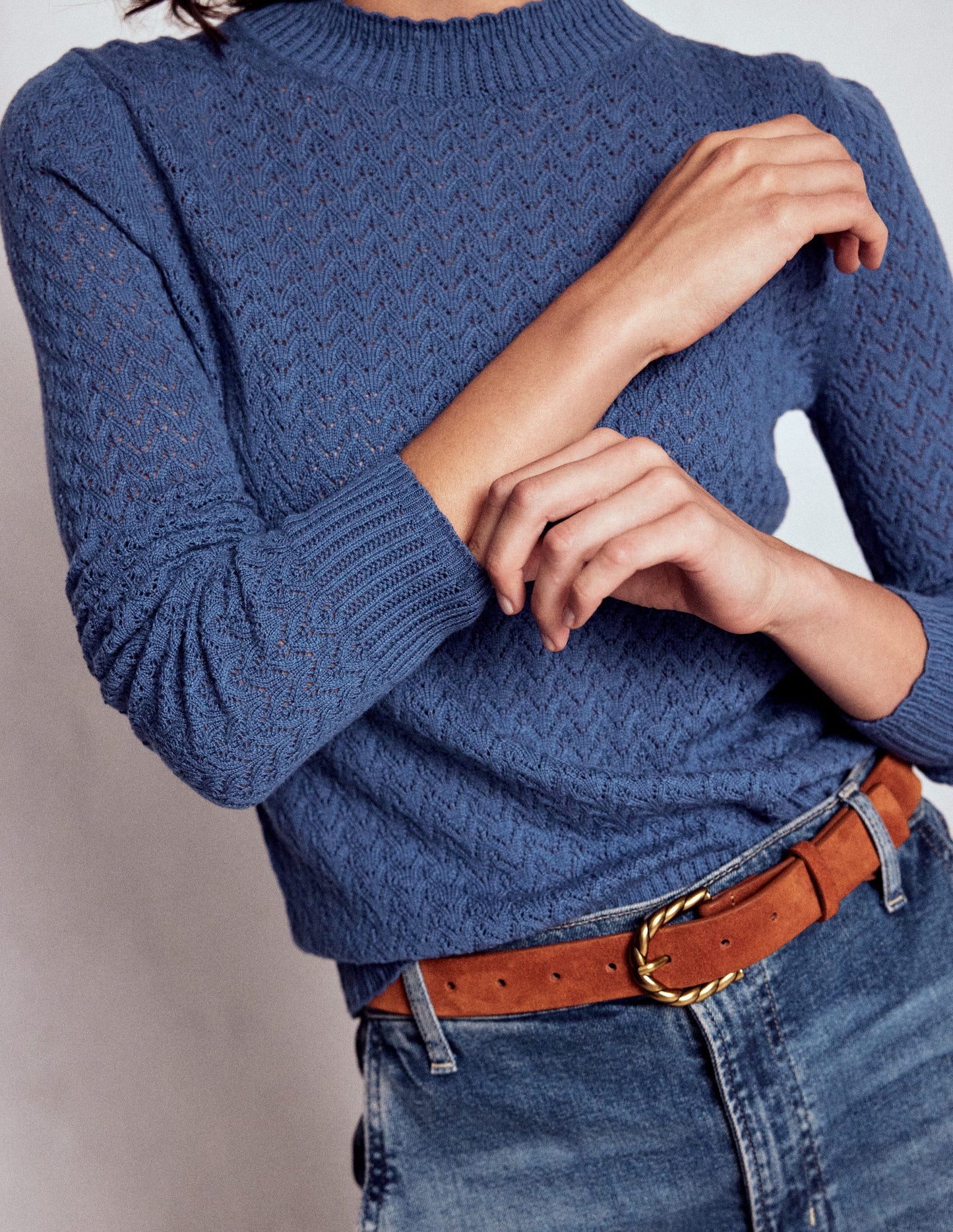 Diane Pointelle-Pullover-Denim-Blau
