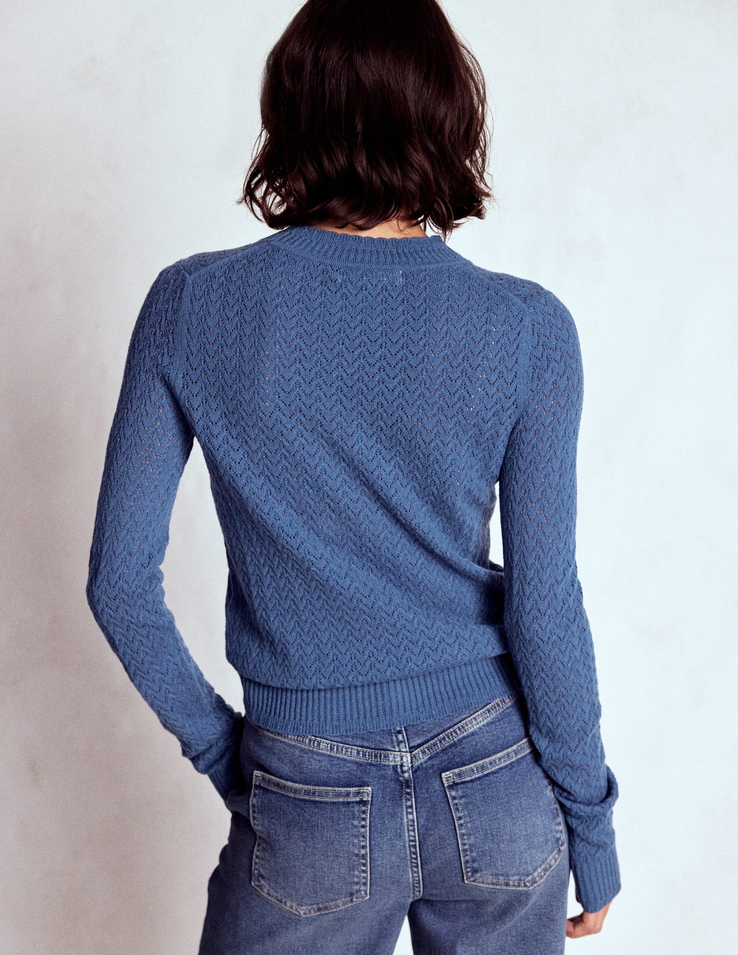 Diane Pointelle-Pullover-Denim-Blau