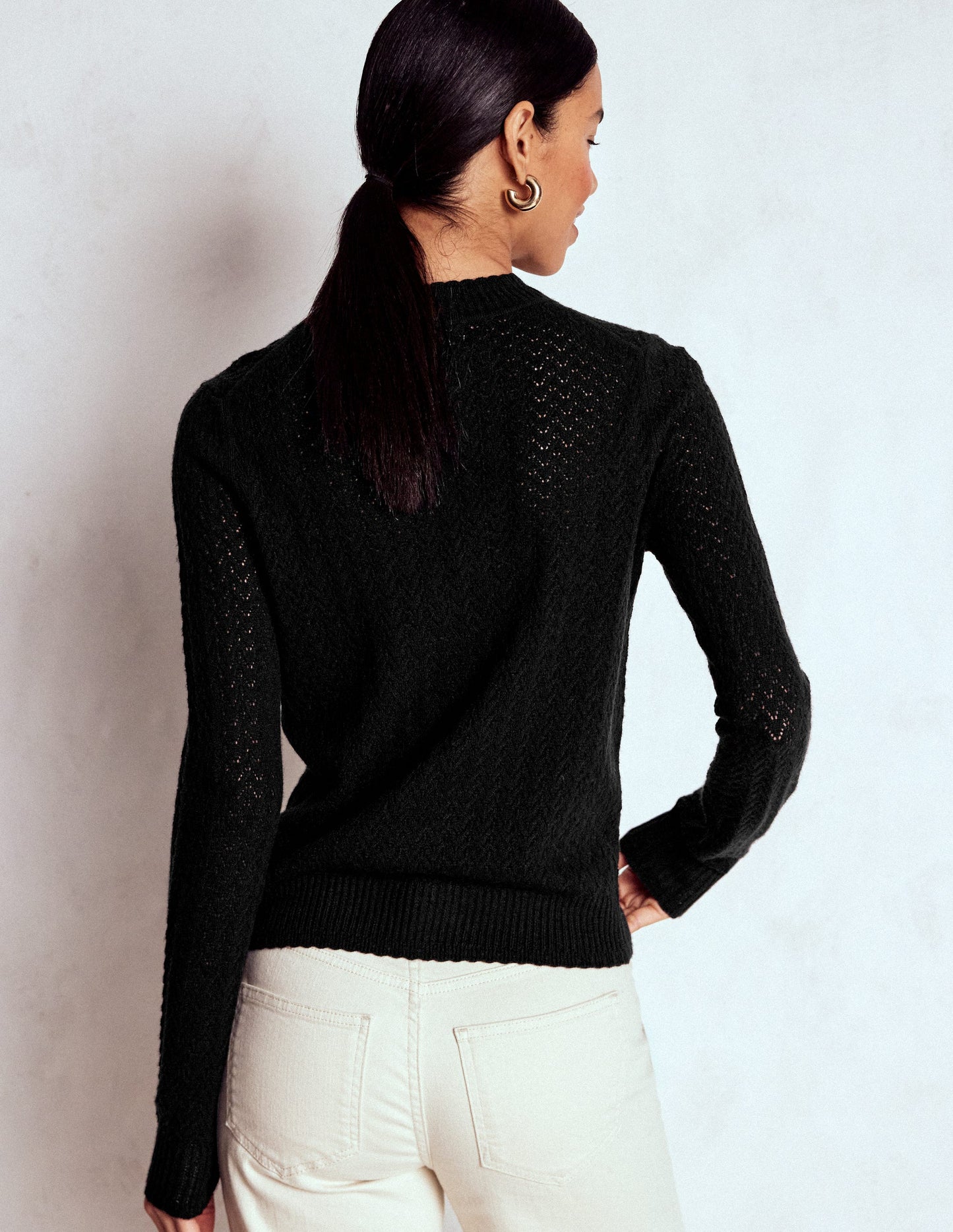 Diane Pointelle-Pullover-Schwarz