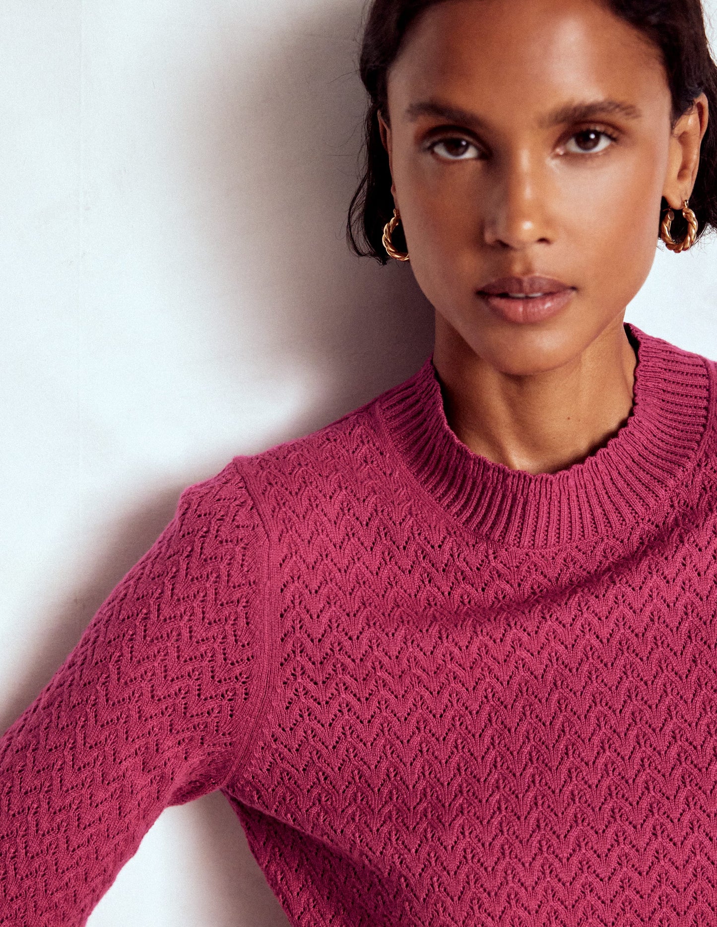 Diane Pointelle-Pullover-Leuchtende Kirsche