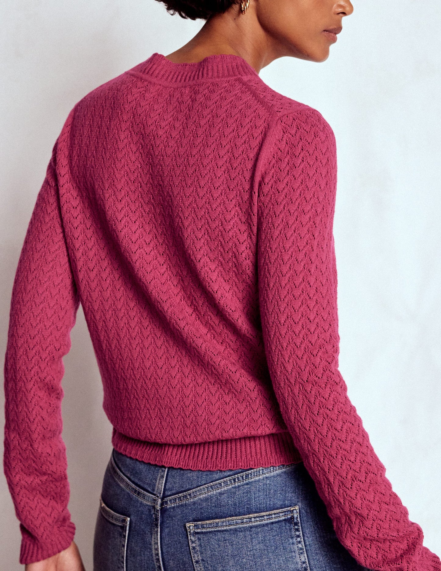 Diane Pointelle-Pullover-Leuchtende Kirsche