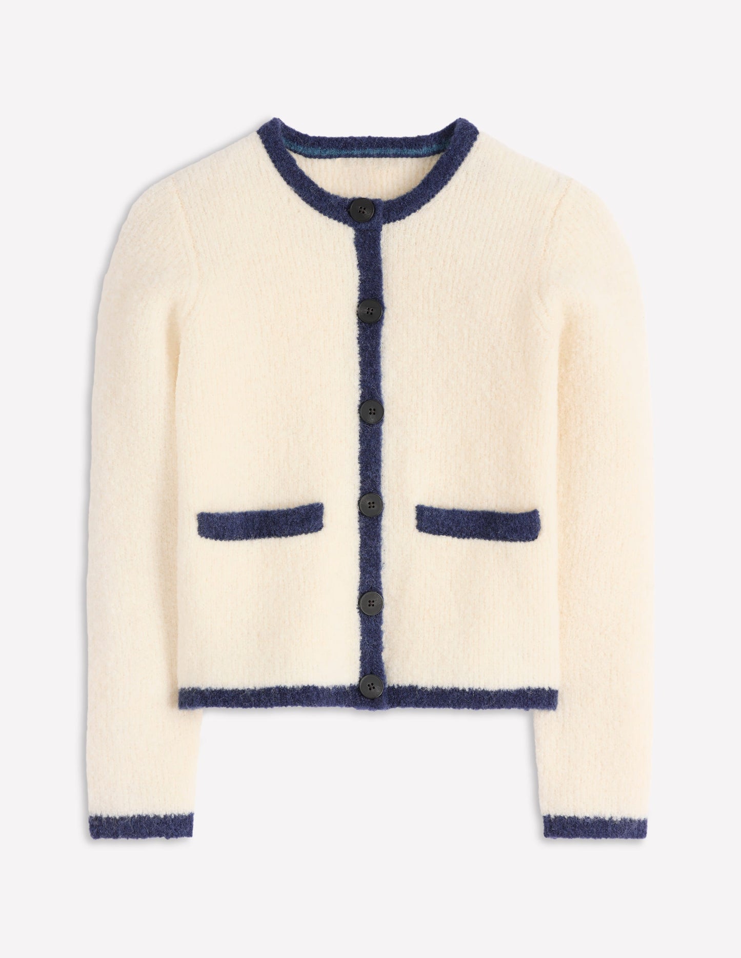 Holly Bouclé-Strickjacke-Warmes Naturweiß, Bouclé