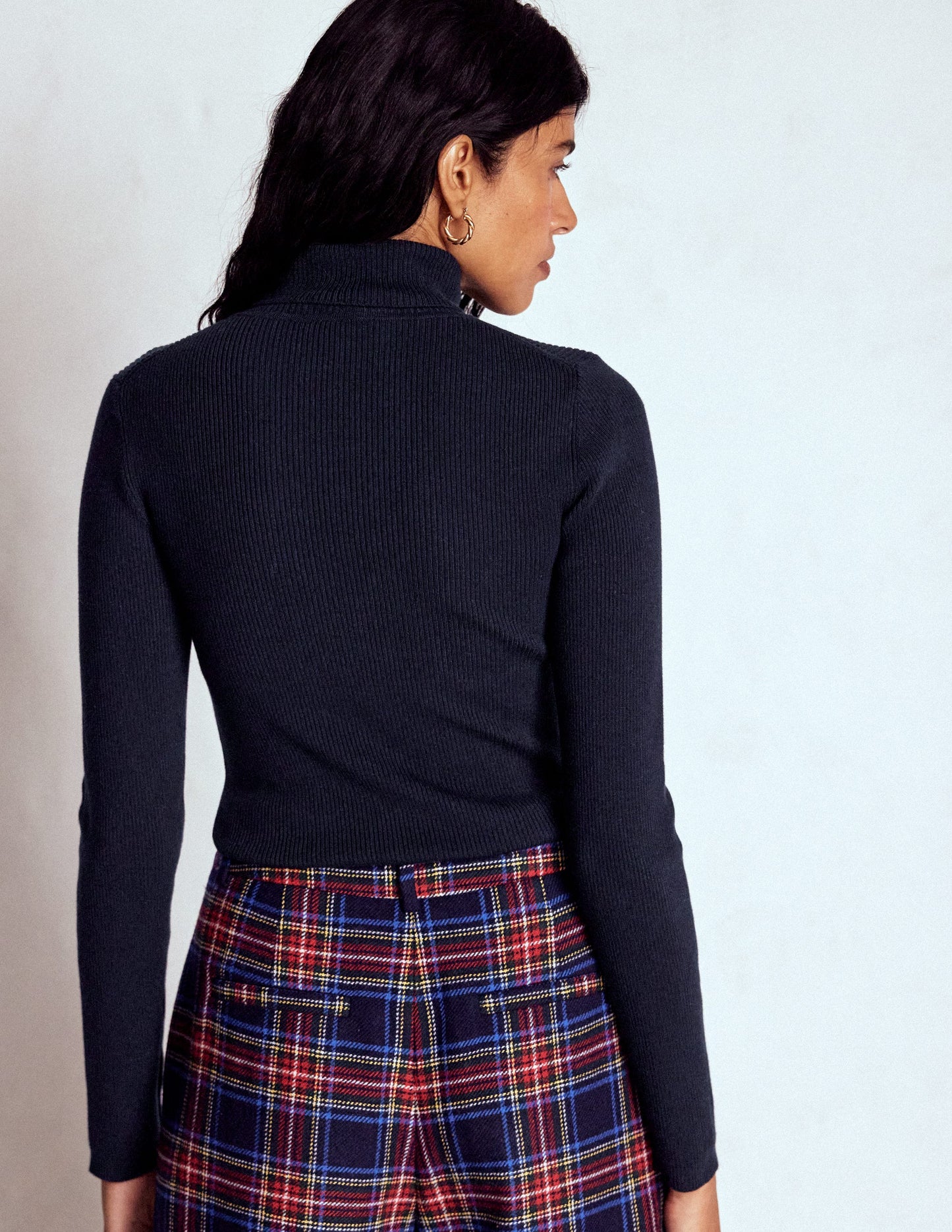 Emilia Rollkragenpullover aus Baumwolle-Marineblau