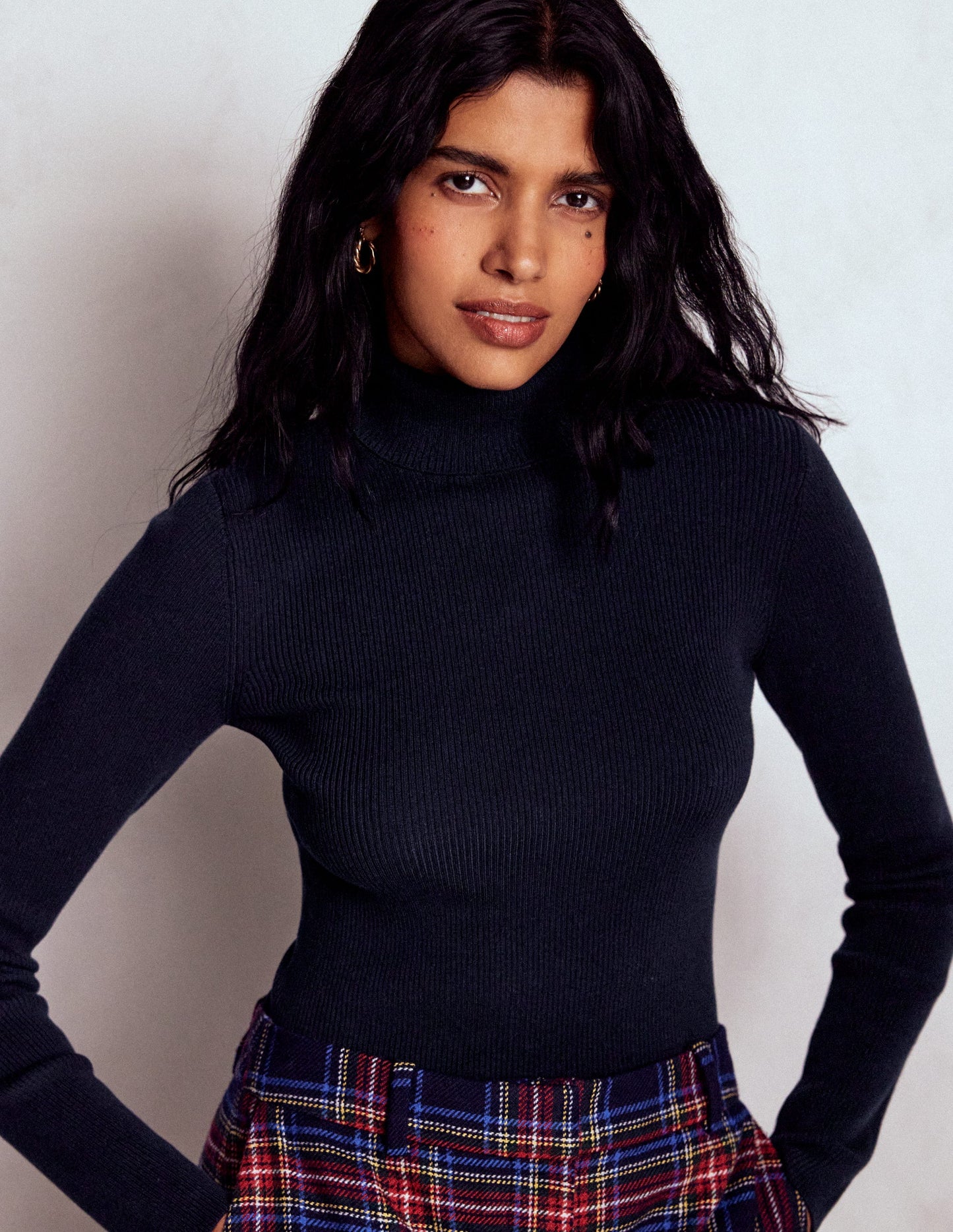 Emilia Rollkragenpullover aus Baumwolle-Marineblau