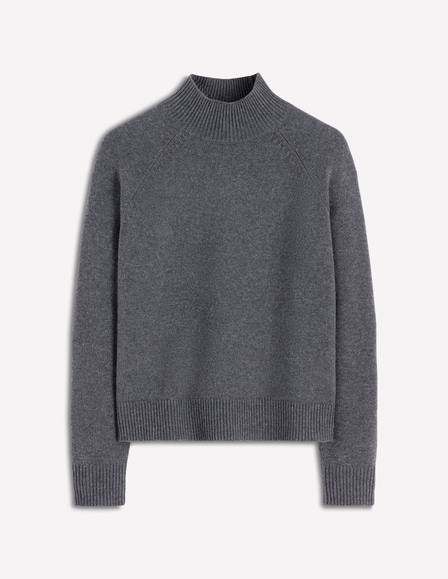 Marion Hochgeschlossener Merino-Pullover-Anthrazit Melange