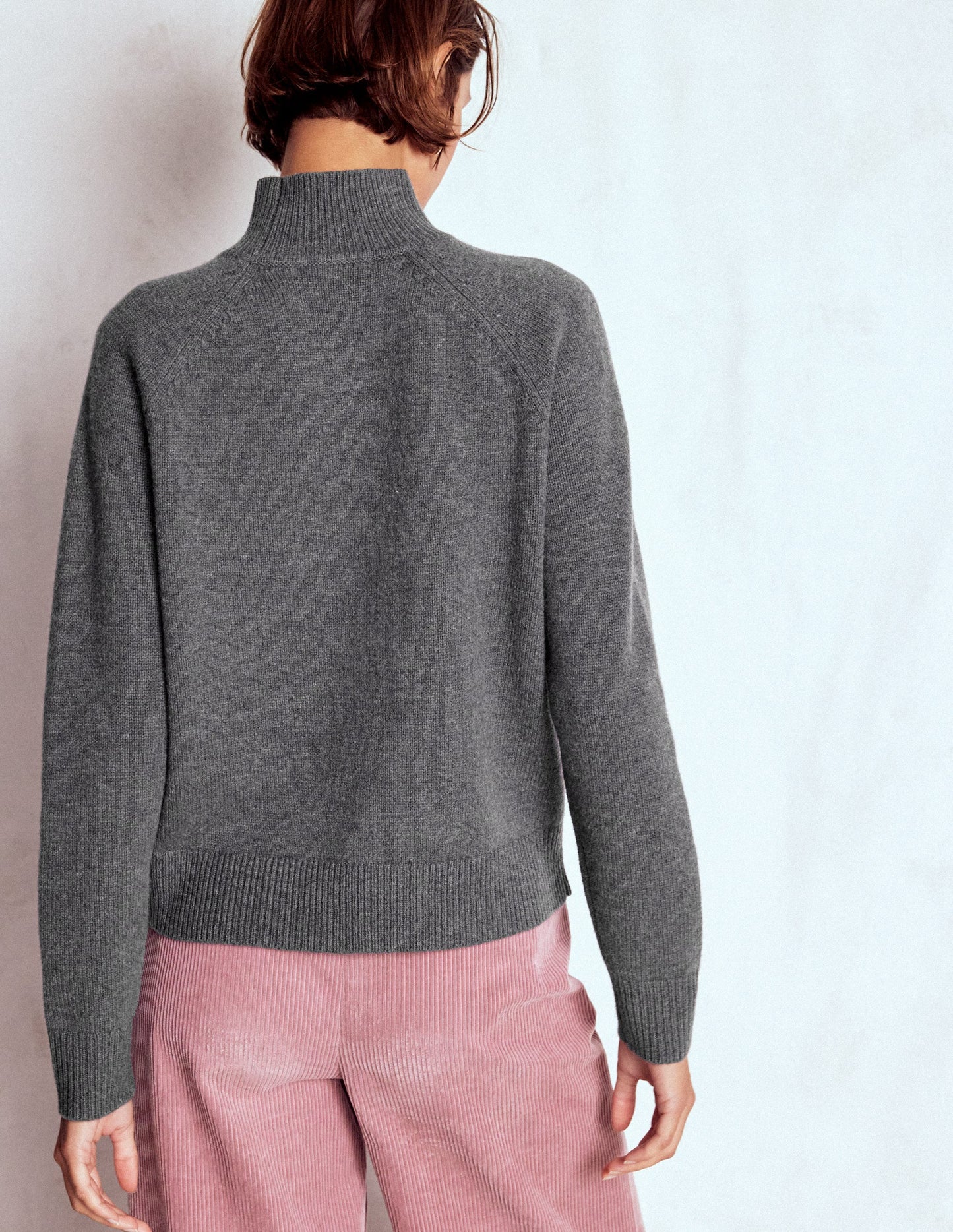 Marion Hochgeschlossener Merino-Pullover-Anthrazit Melange