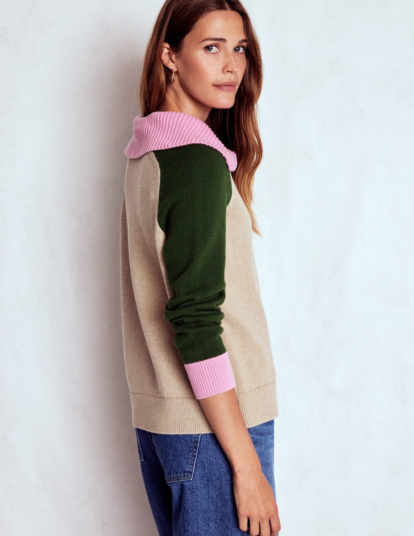 Pull Lucy partiellement zippé-Chinchilla chiné, vert
