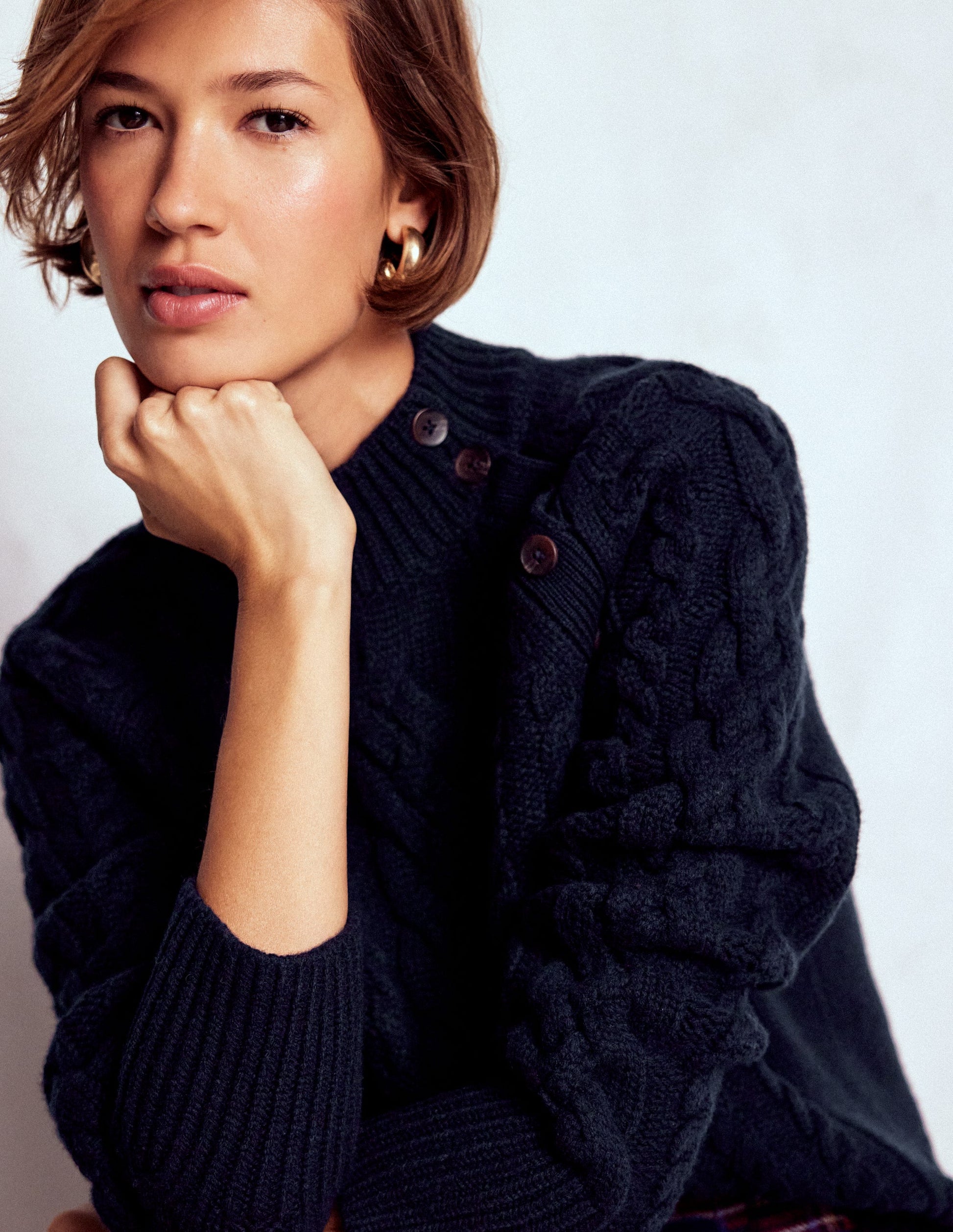 Pull Amara torsadé en laine mérinos-Bleu marine-2