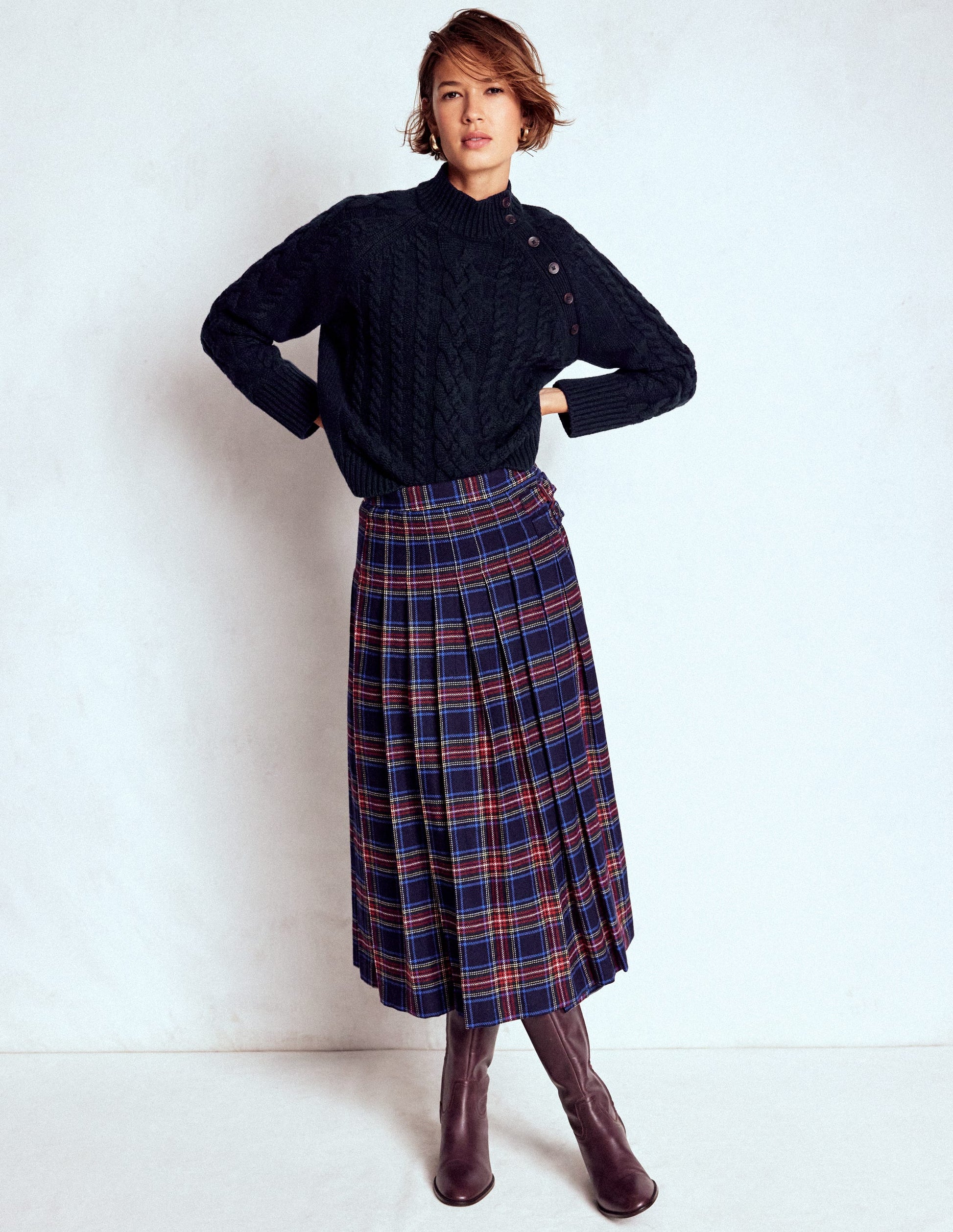 Pull Amara torsadé en laine mérinos-Bleu marine-4