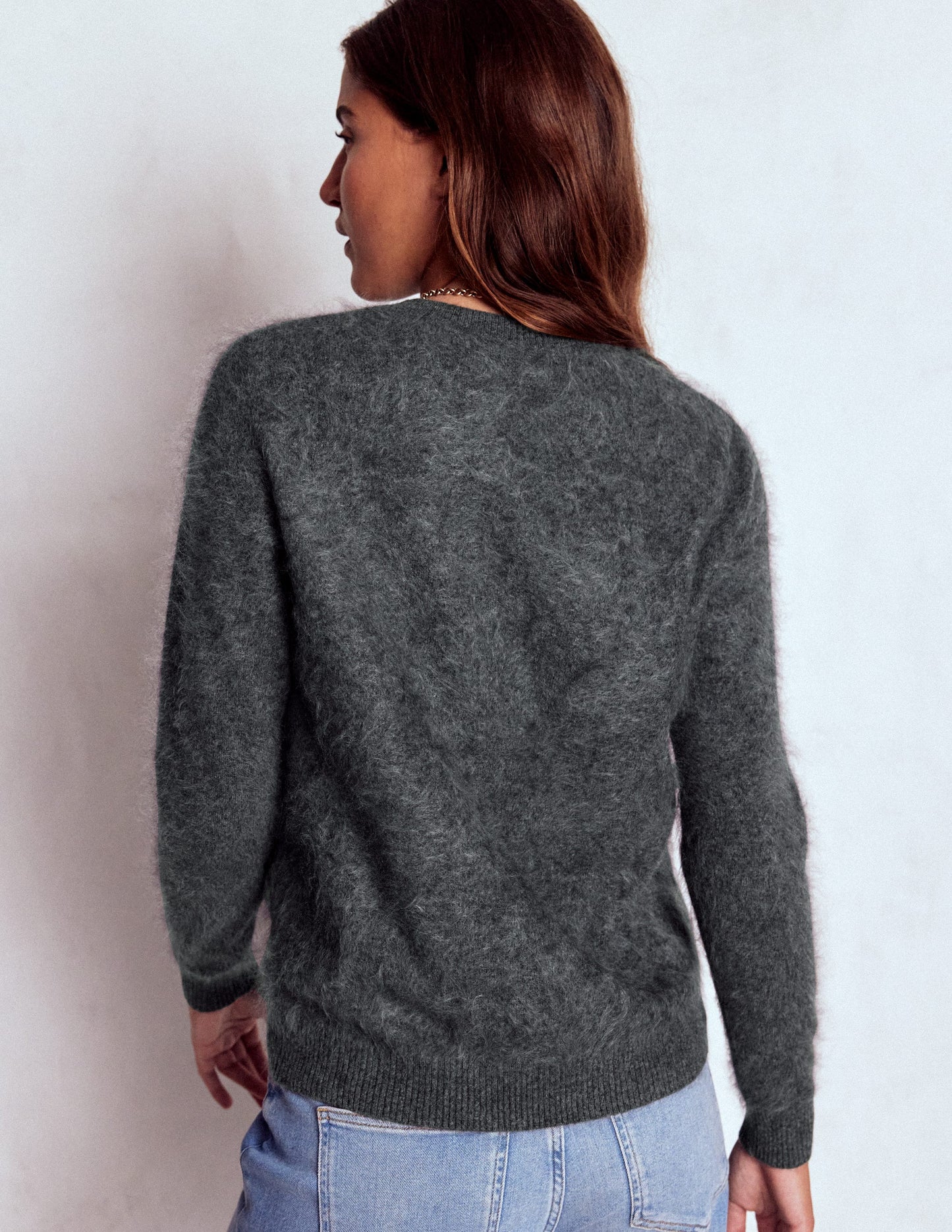Pullover aus gebürstetem Kaschmir-Schiefergrau