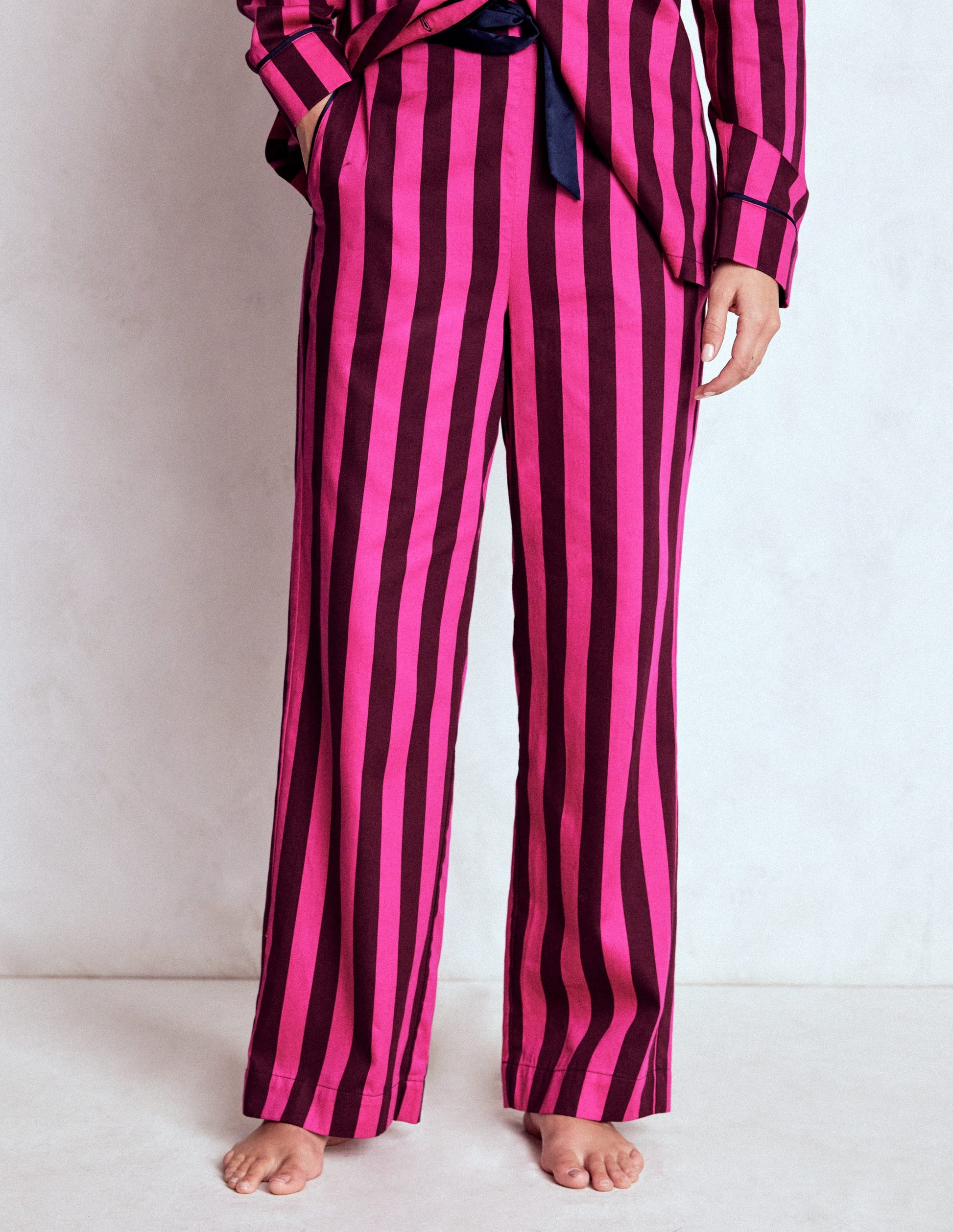 Cotton Pyjama Trousers-Pink Stripe-5