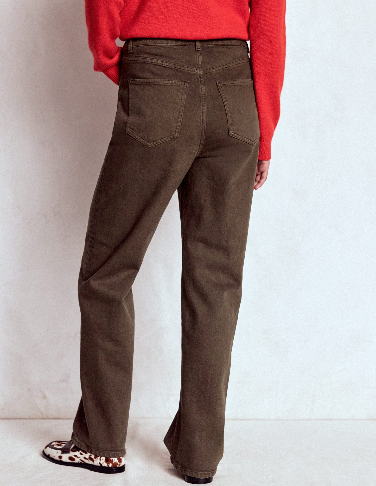 Jeans mit hohem Bund und geradem, weitem Bein-Schokoladenbraun