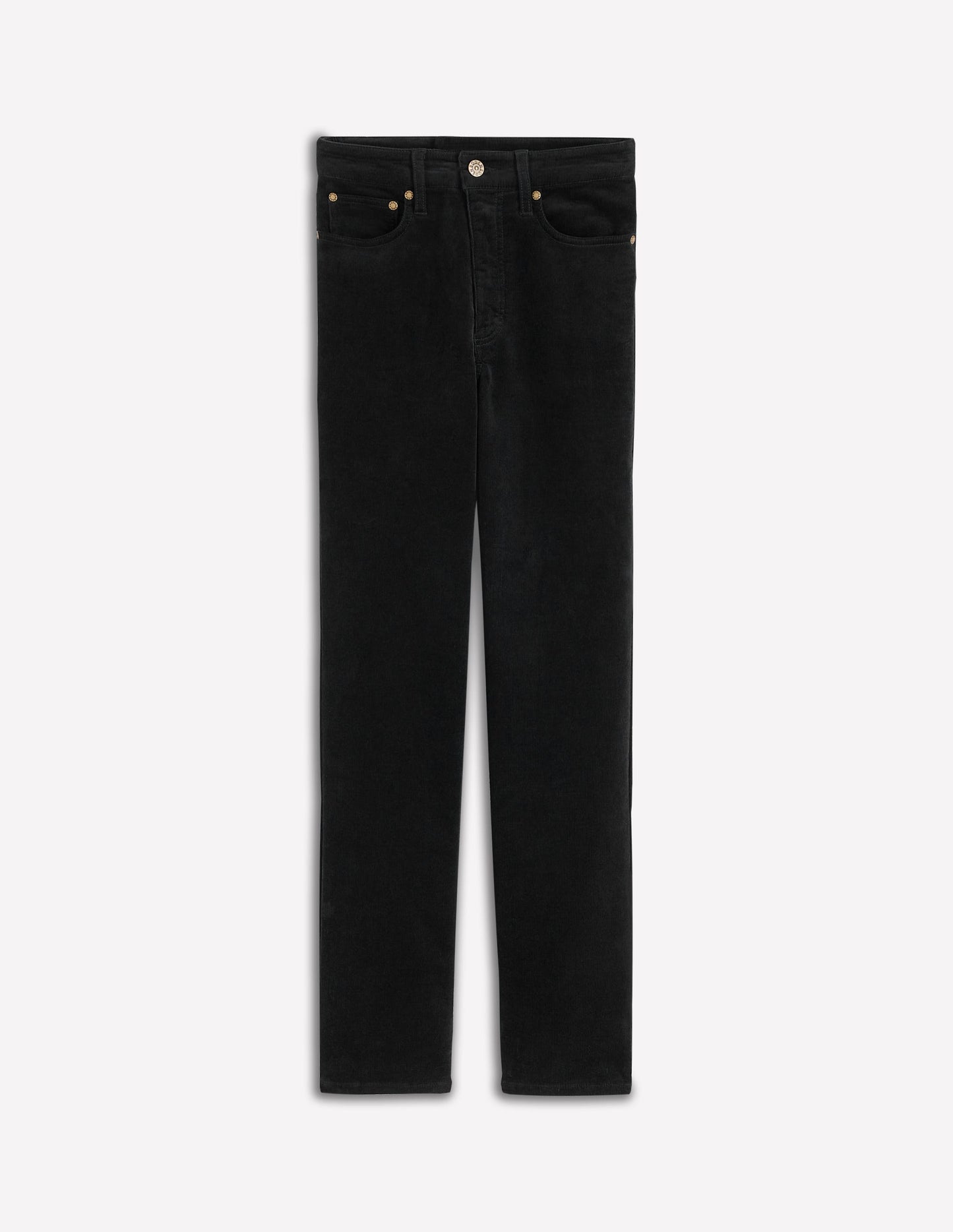 Schmale Cord-Jeans mit hohem Bund-Schwarz