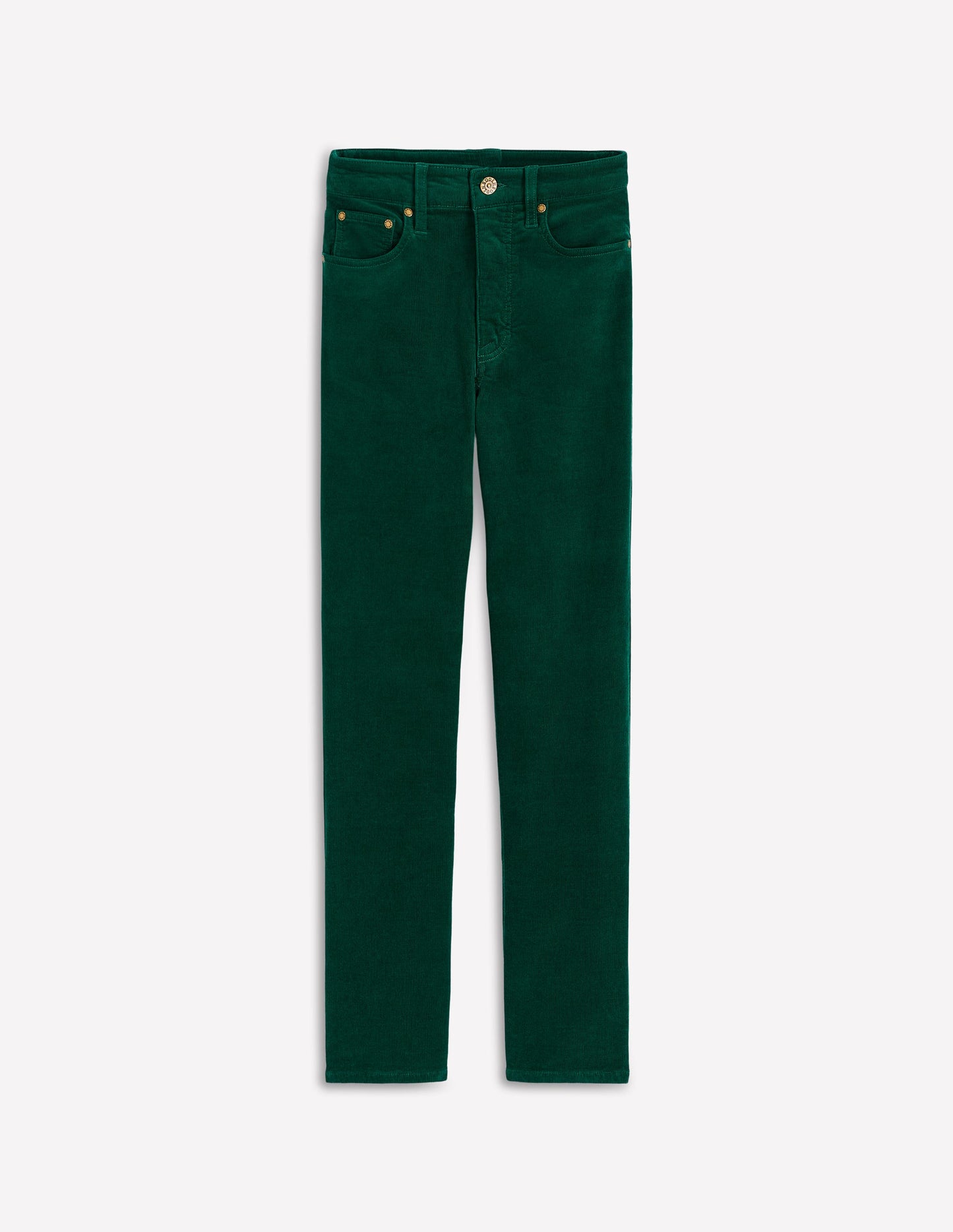 Schmale Cord-Jeans mit hohem Bund-Dunkles Smaragdgrün